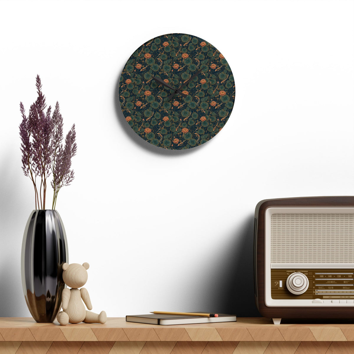 Nocturne Waterlily Paravent Original Nocturne Acrylic Wall Clock