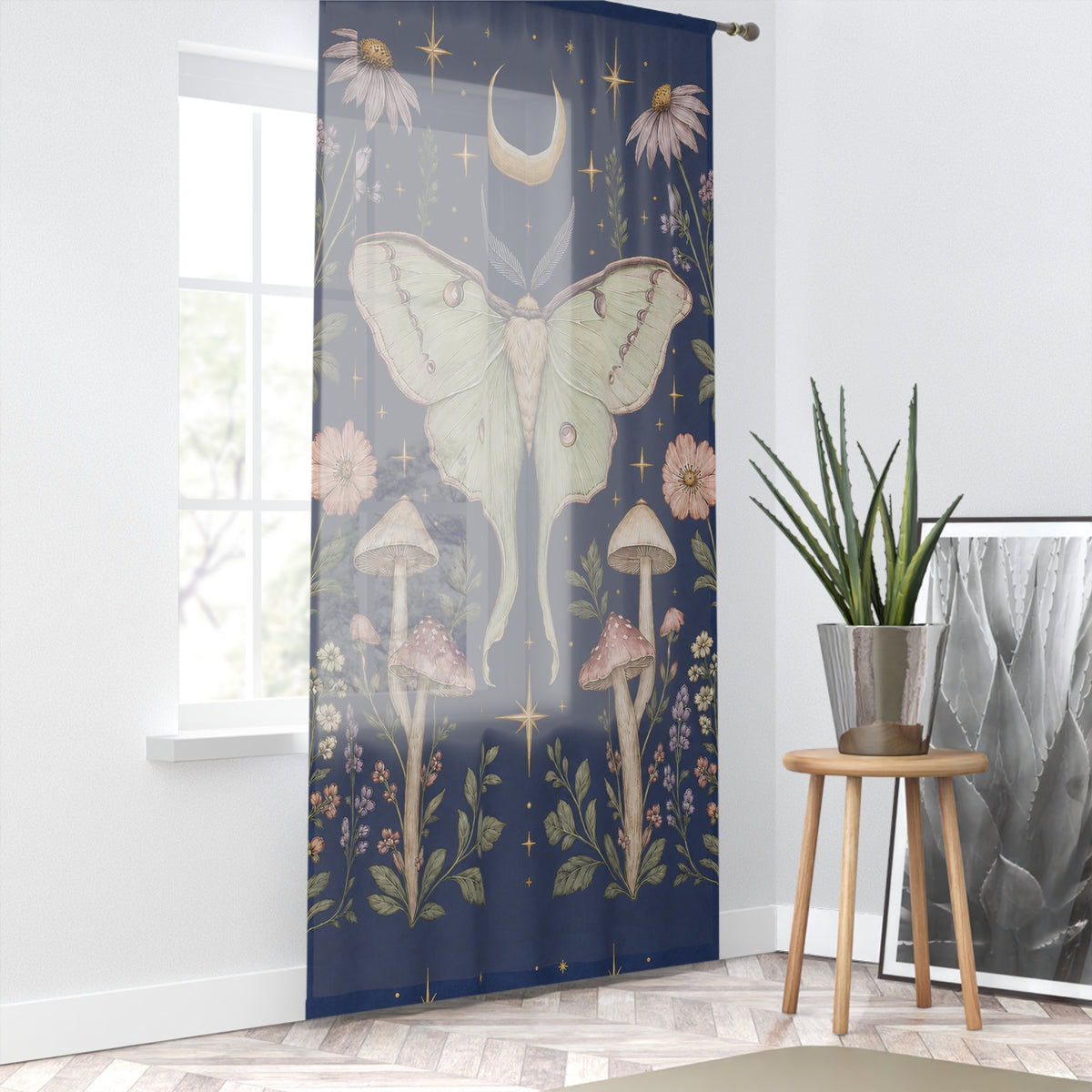 Luna Apothecary Indigo Window Curtain