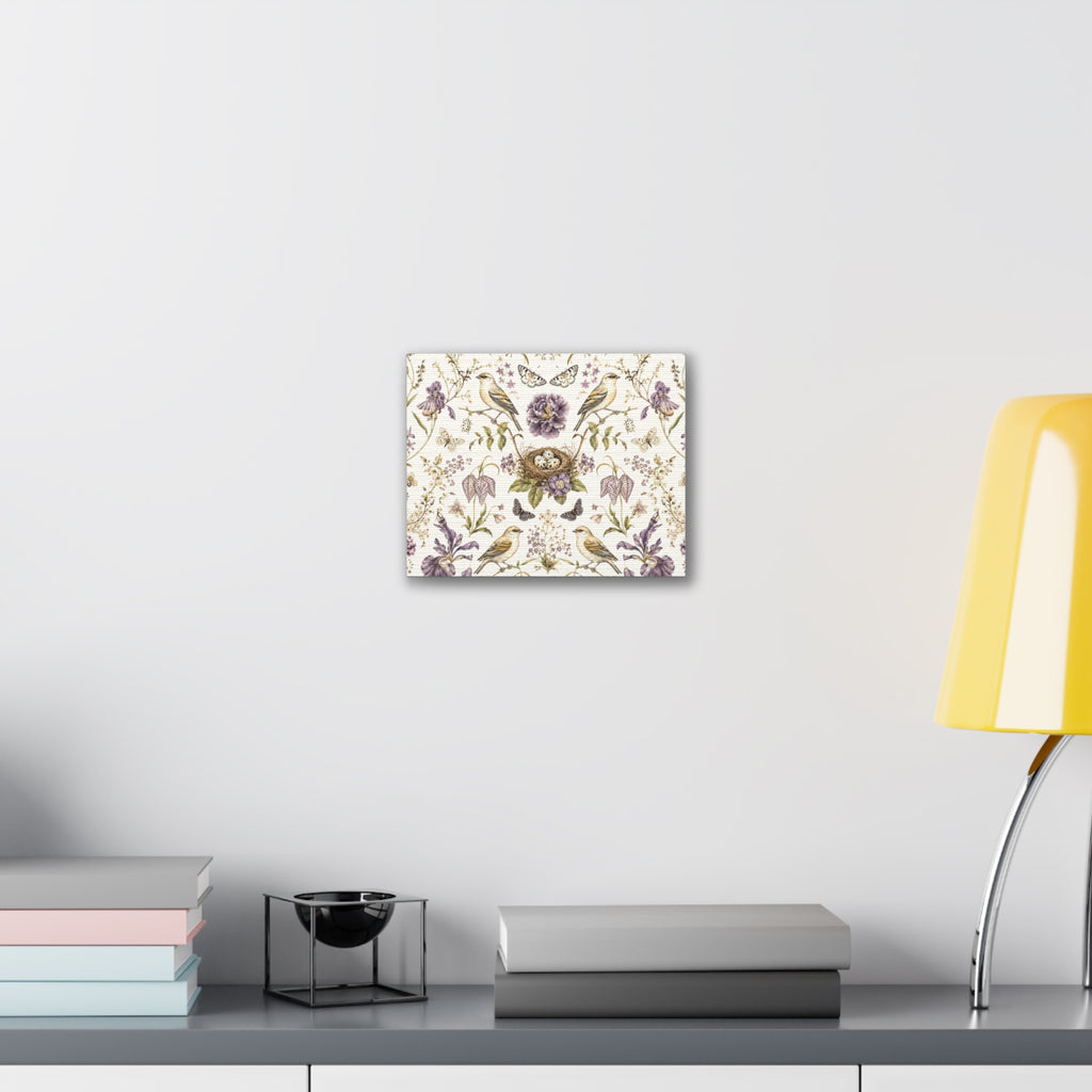 Botanical Bird's Nest Moon Milk Stretched Canvas