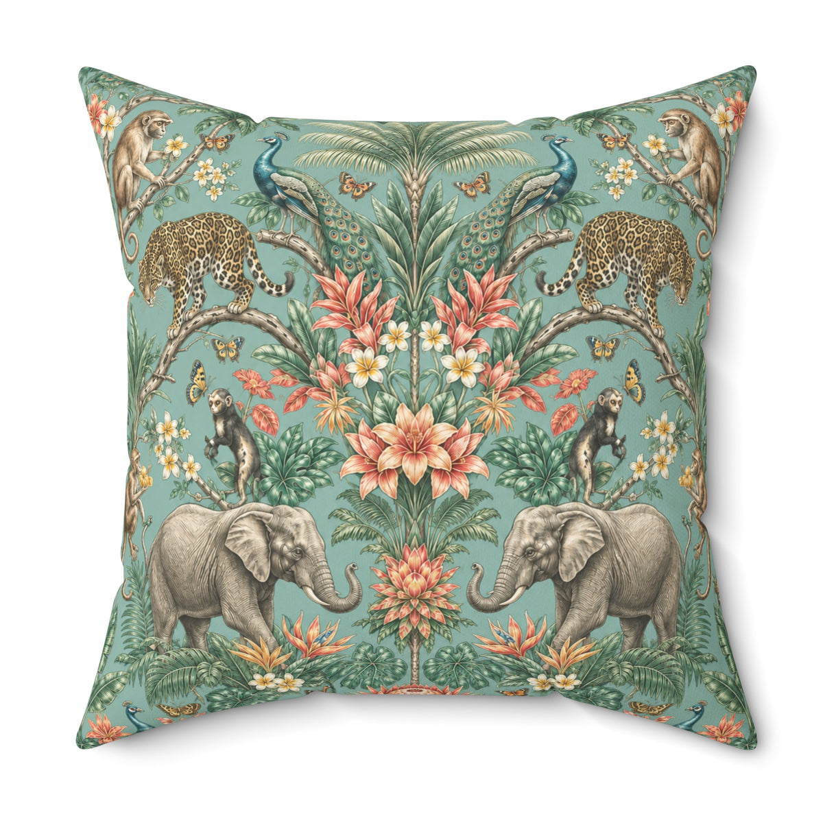 Mystic Jungle Verdigris Jungle Decorative Pillow
