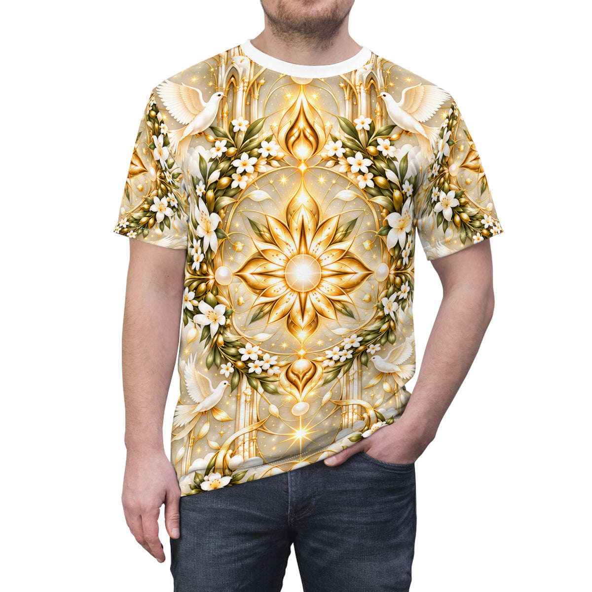 Divine Light Mandala Moon Milk All-over-print T-Shirt