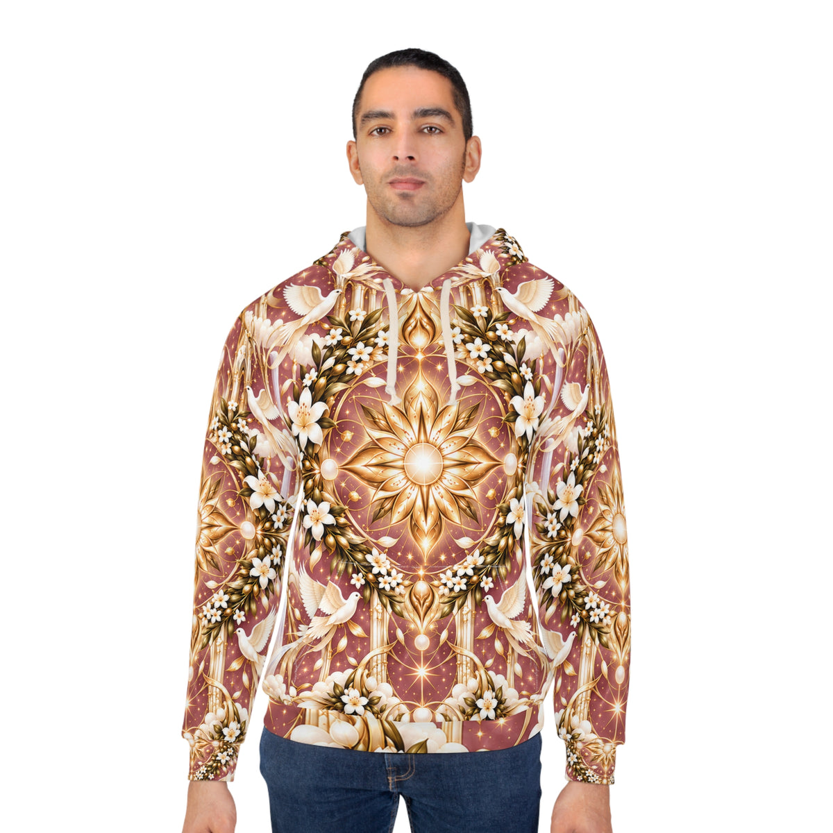 Divine Light Mandala Rose Dawn Pullover Hoodie