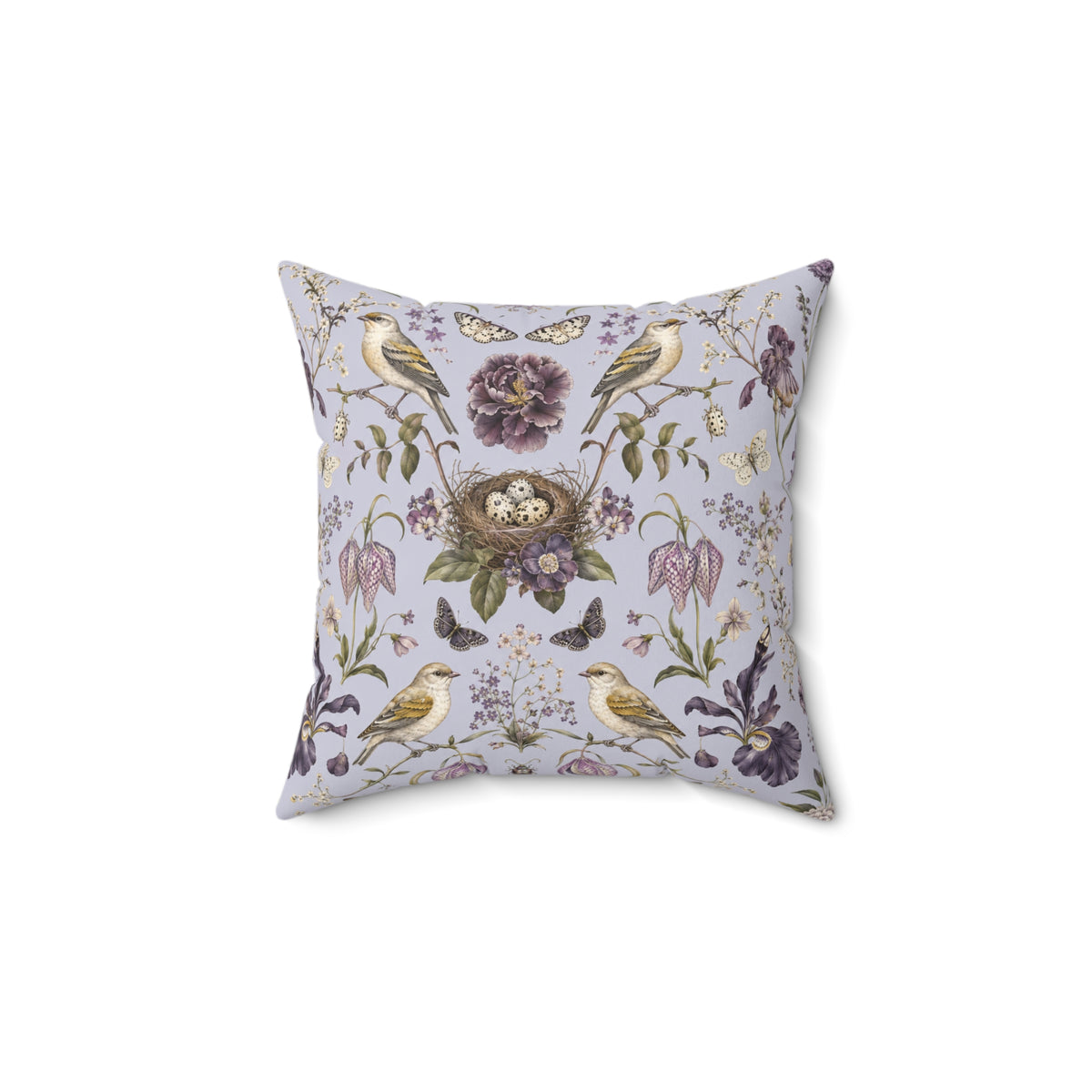 Botanical Bird's Nest Lilac Decorative Pillow
