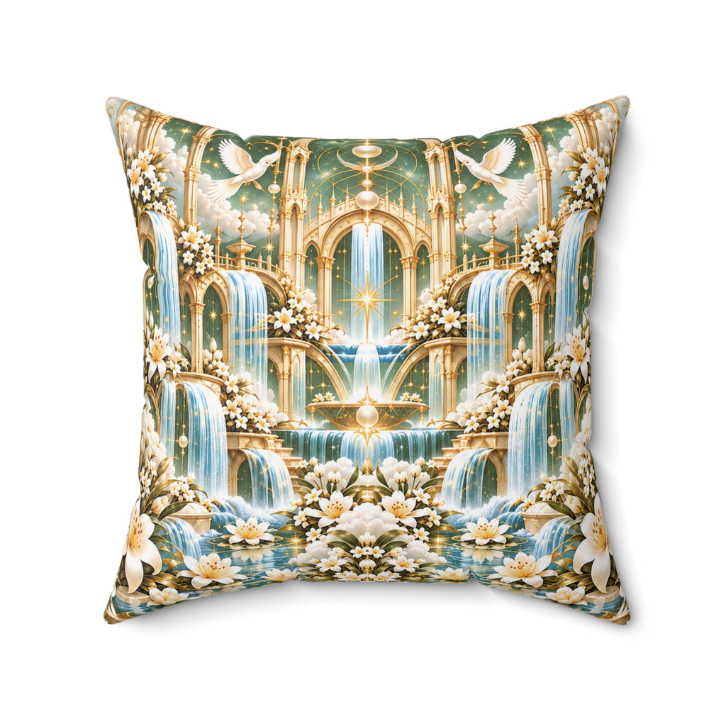 Living Waters Sanctuary Soft Sage Gold Decorative Pillow
