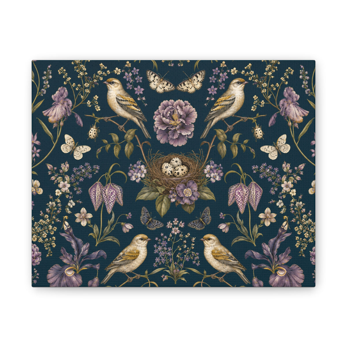 Botanical Bird's Nest Nocturne Stretched Canvas