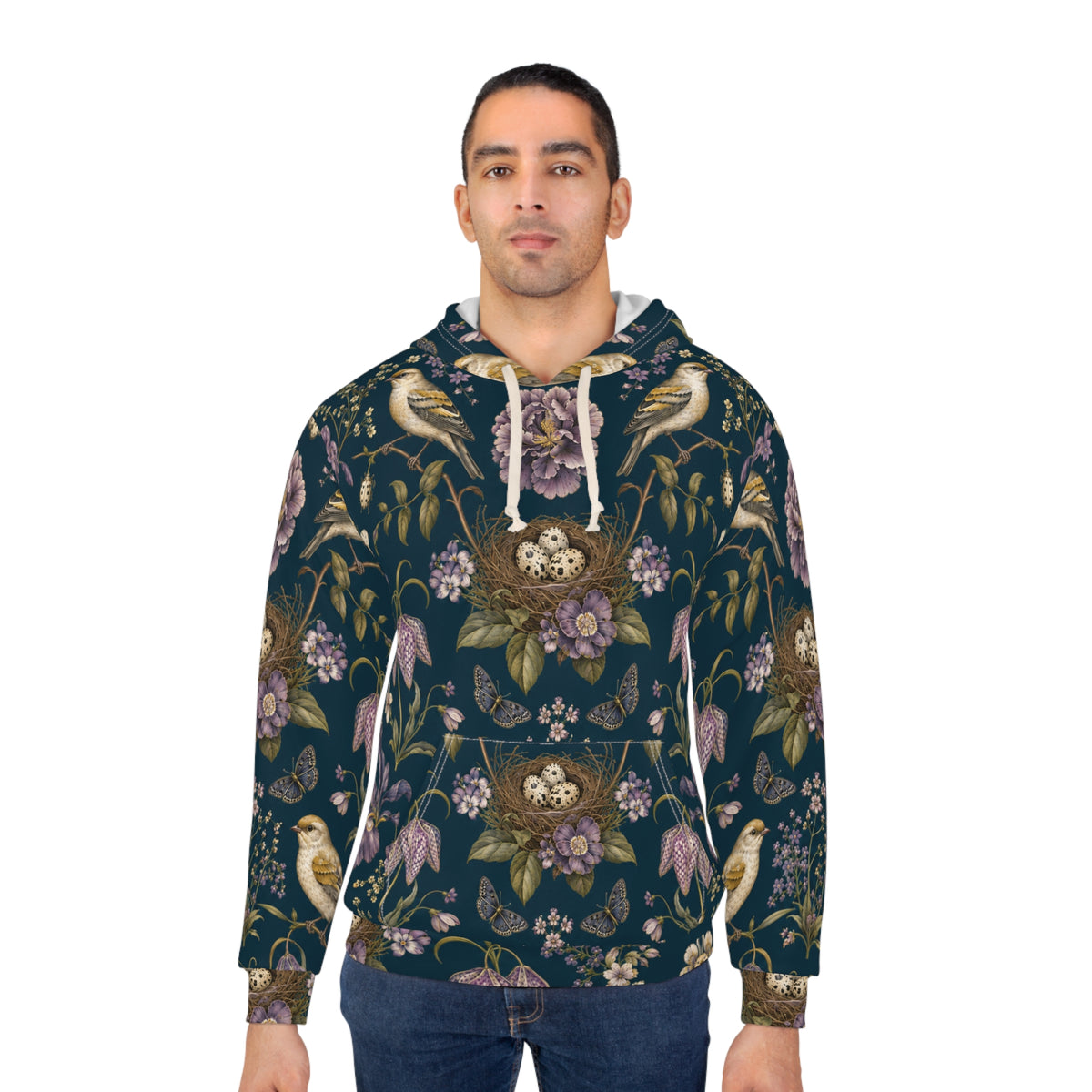 Botanical Bird's Nest Nocturne Pullover Hoodie