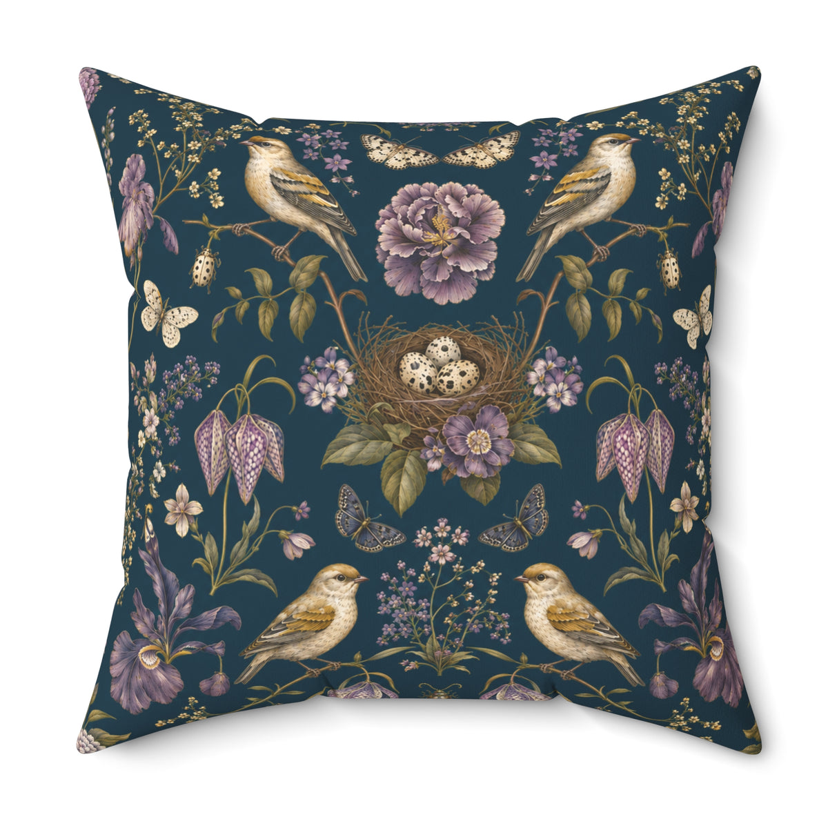 Botanical Bird's Nest Nocturne Decorative Pillow