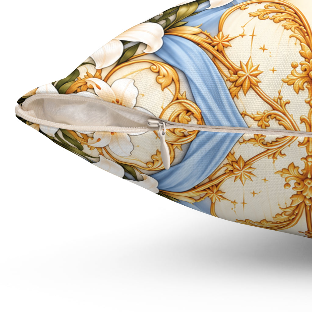 Queen of Heaven Ivory Gold Decorative Pillow