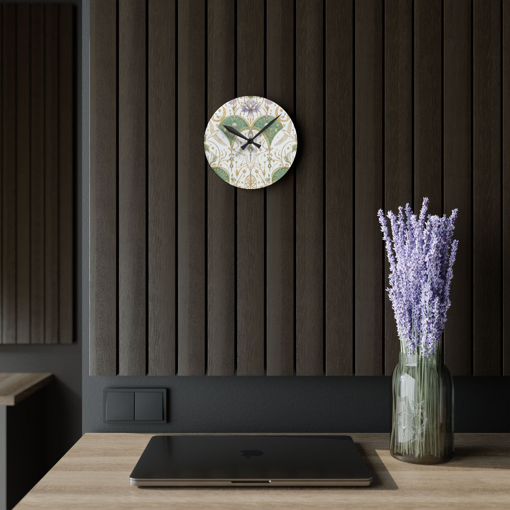 Celestial Aviary Moon Milk Acrylic Wall Clock