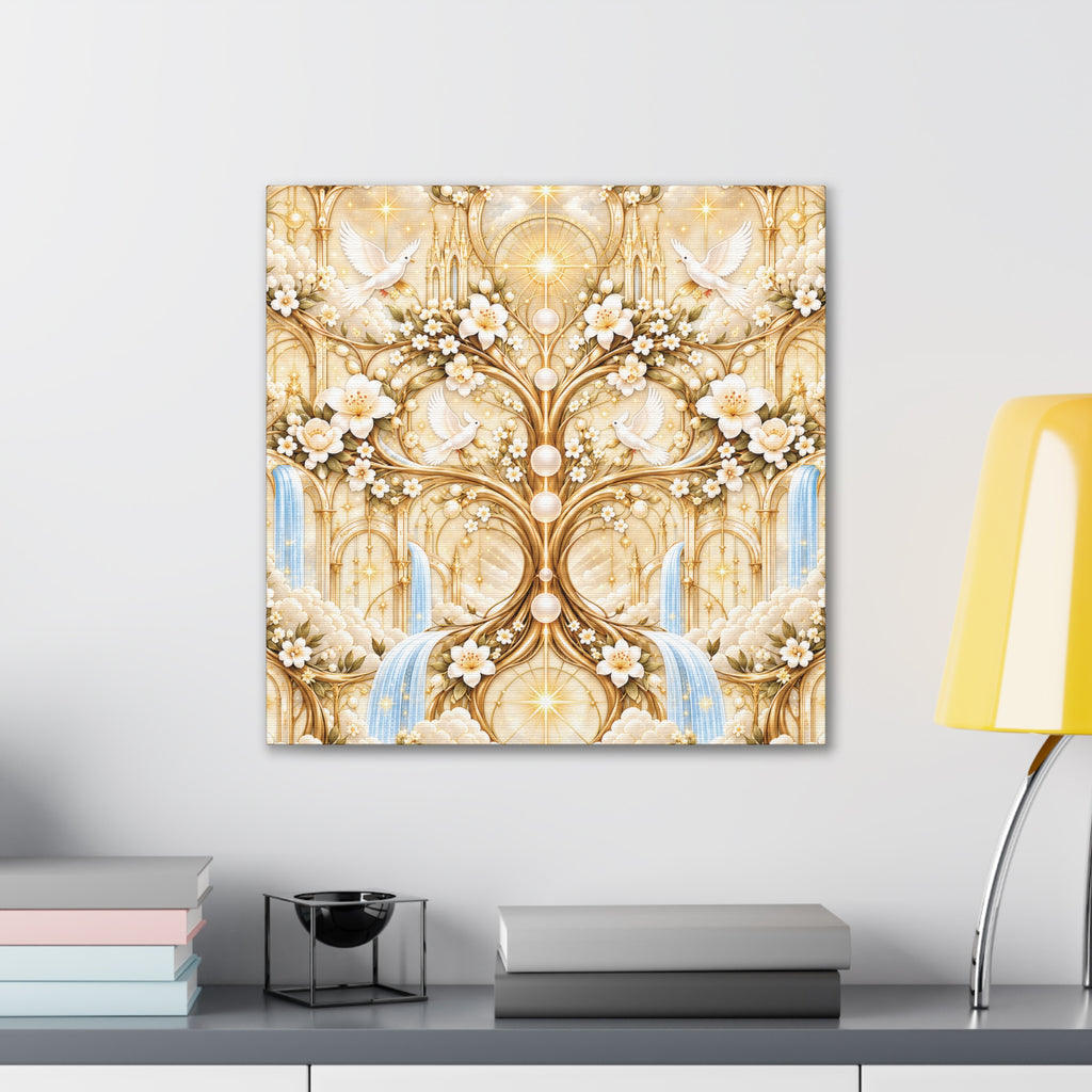Tree of Heaven Alabaster Gold Wrapped Canvas