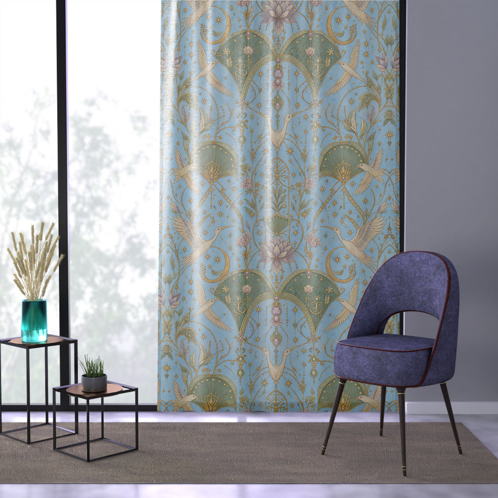 Celestial Aviary Blue Hour Window Curtain