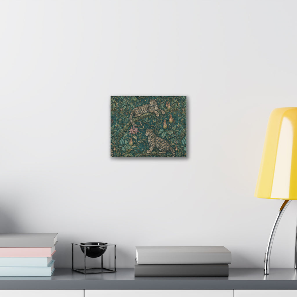 Cloud Leopard Reverie Verdigris Stretched Canvas