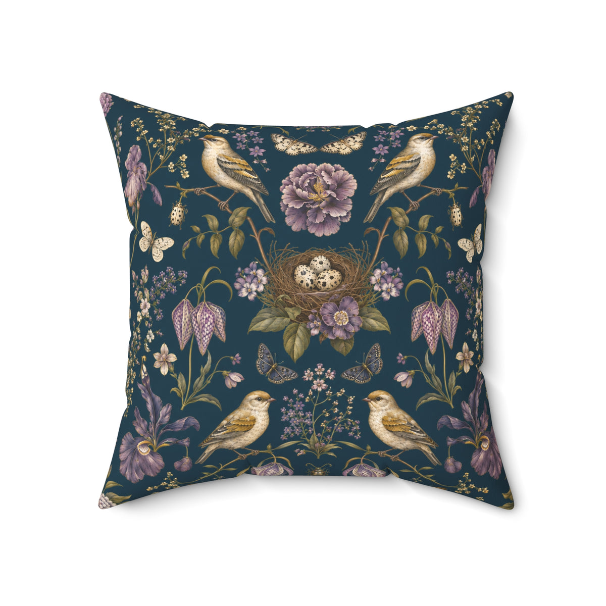 Botanical Bird's Nest Nocturne Decorative Pillow