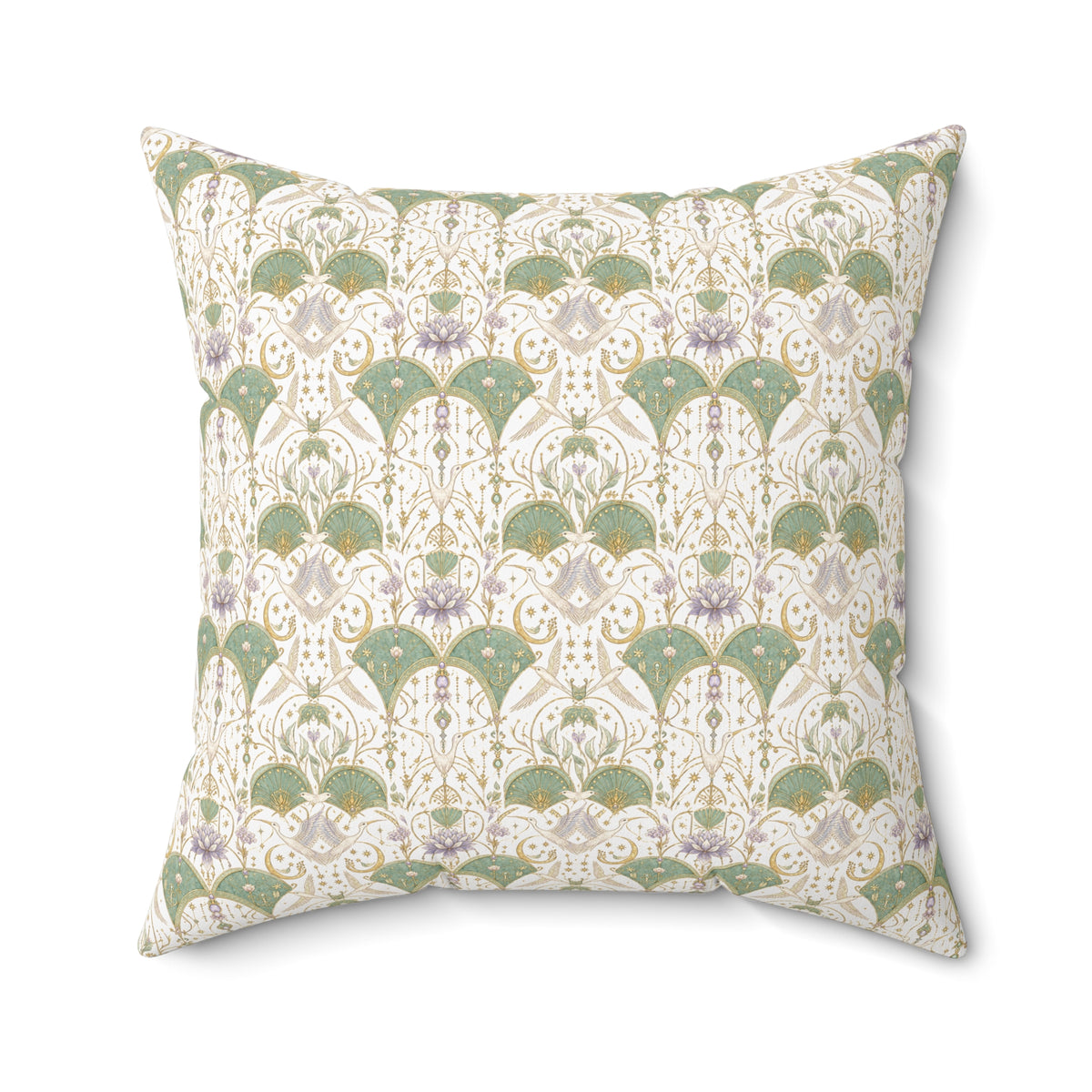 Celestial Aviary Moon Milk Decorative Pillow