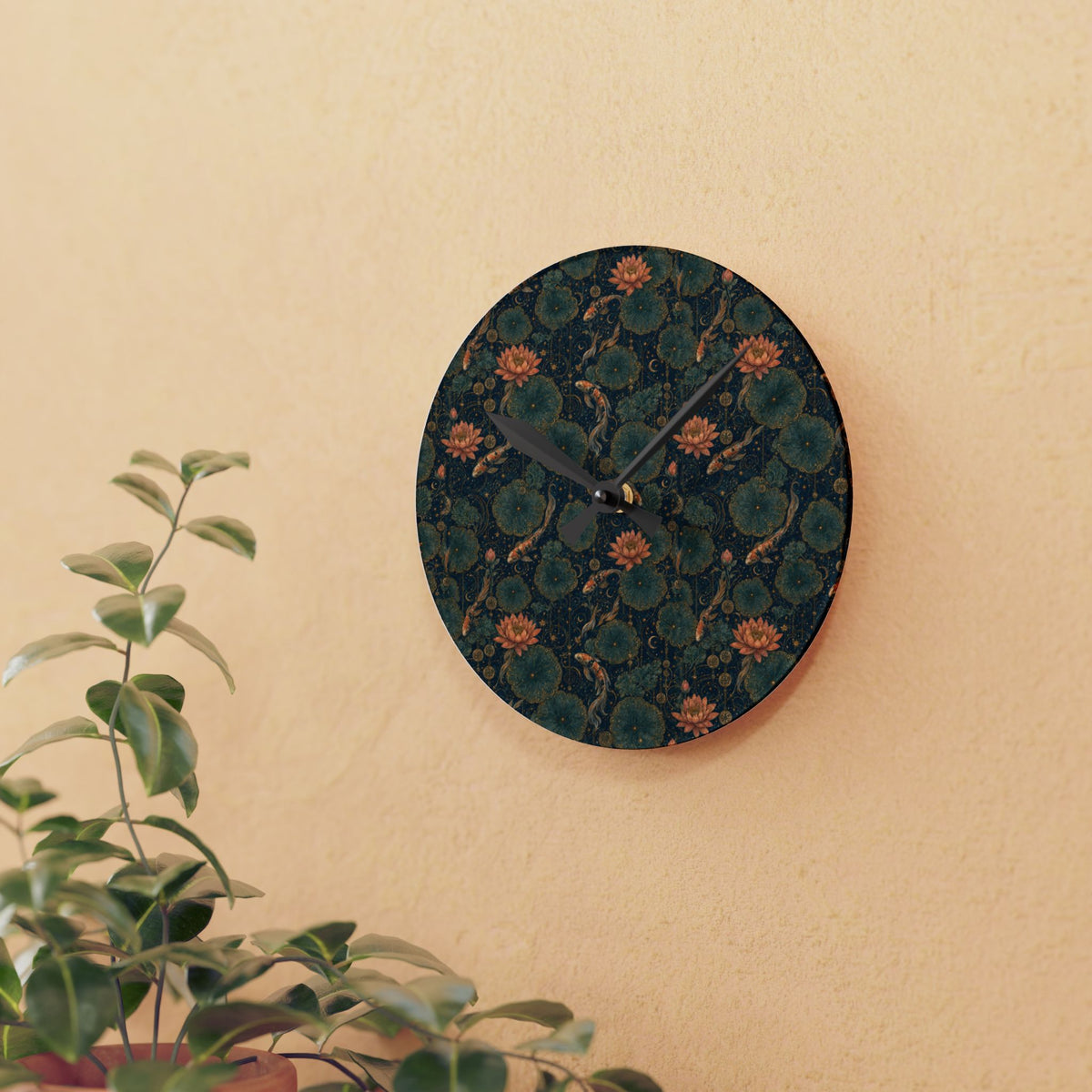 Nocturne Waterlily Paravent Original Nocturne Acrylic Wall Clock