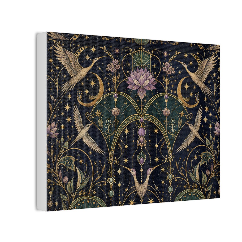 Celestial Aviary Nocturne Stretched Canvas