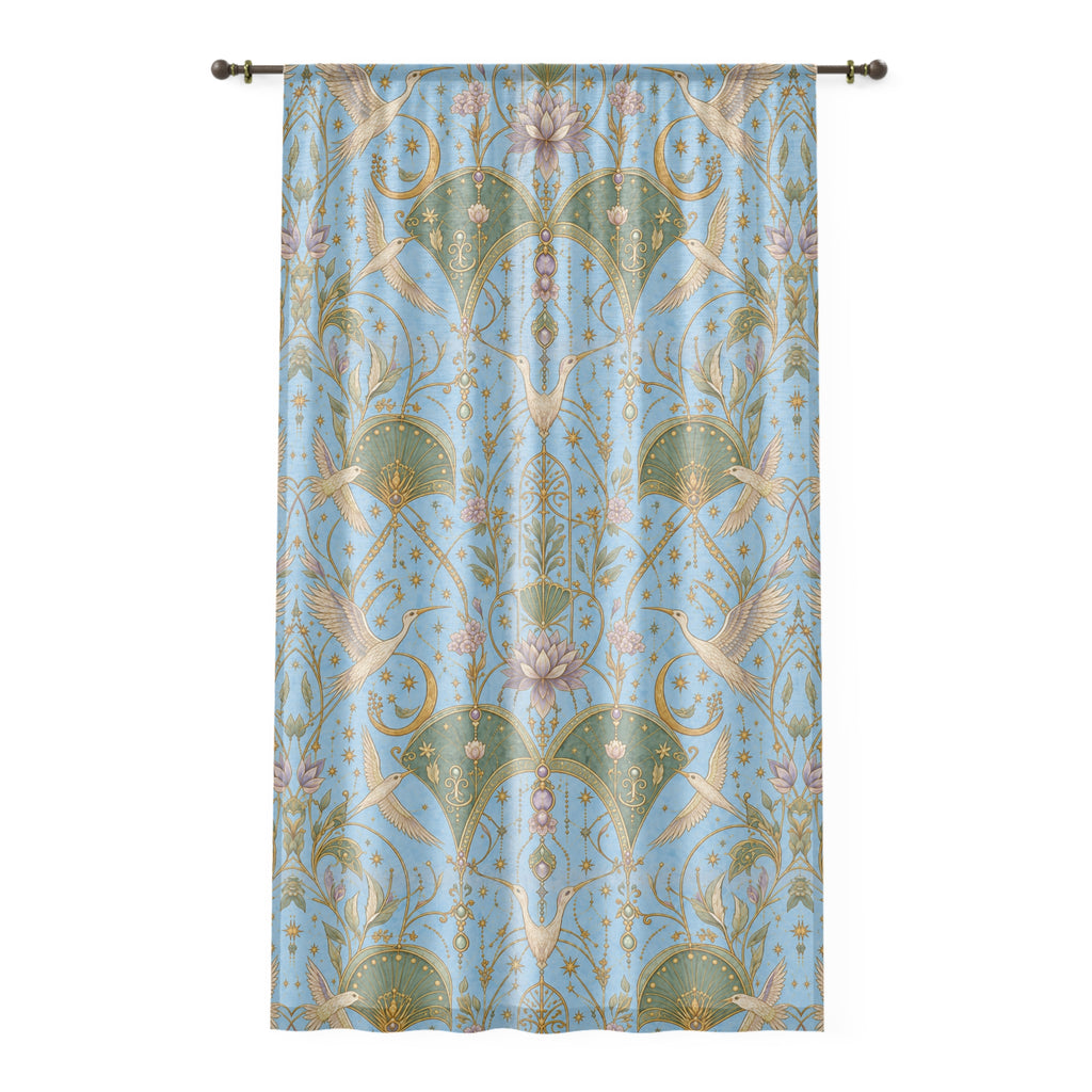 Celestial Aviary Blue Hour Window Curtain