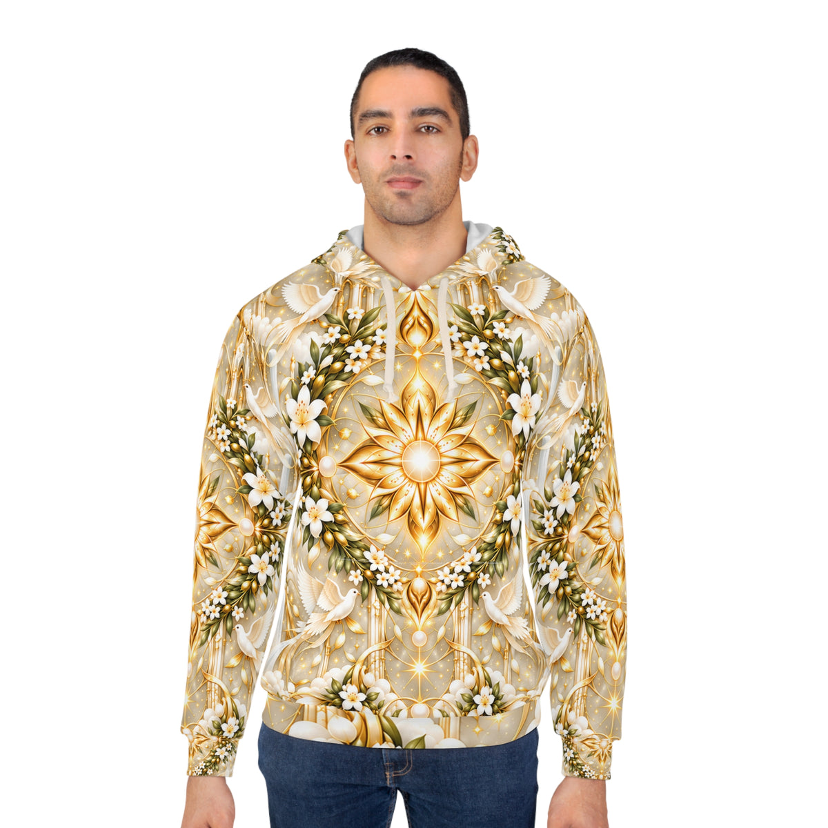Divine Light Mandala Moon Milk Pullover Hoodie