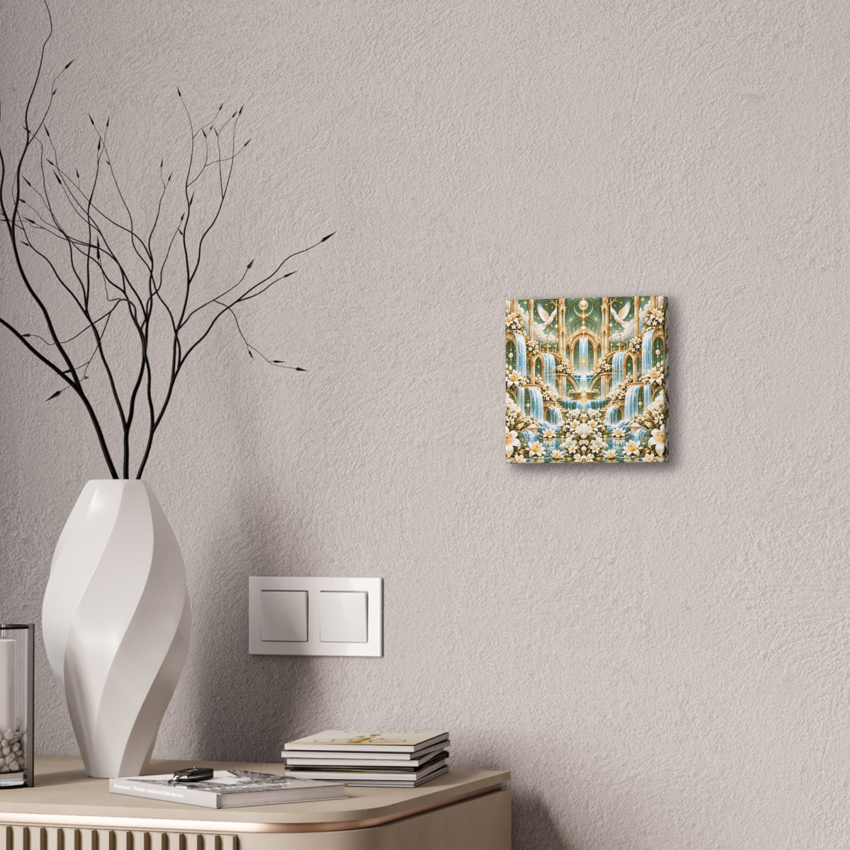 Living Waters Sanctuary Soft Sage Gold 8-inch Canvas
