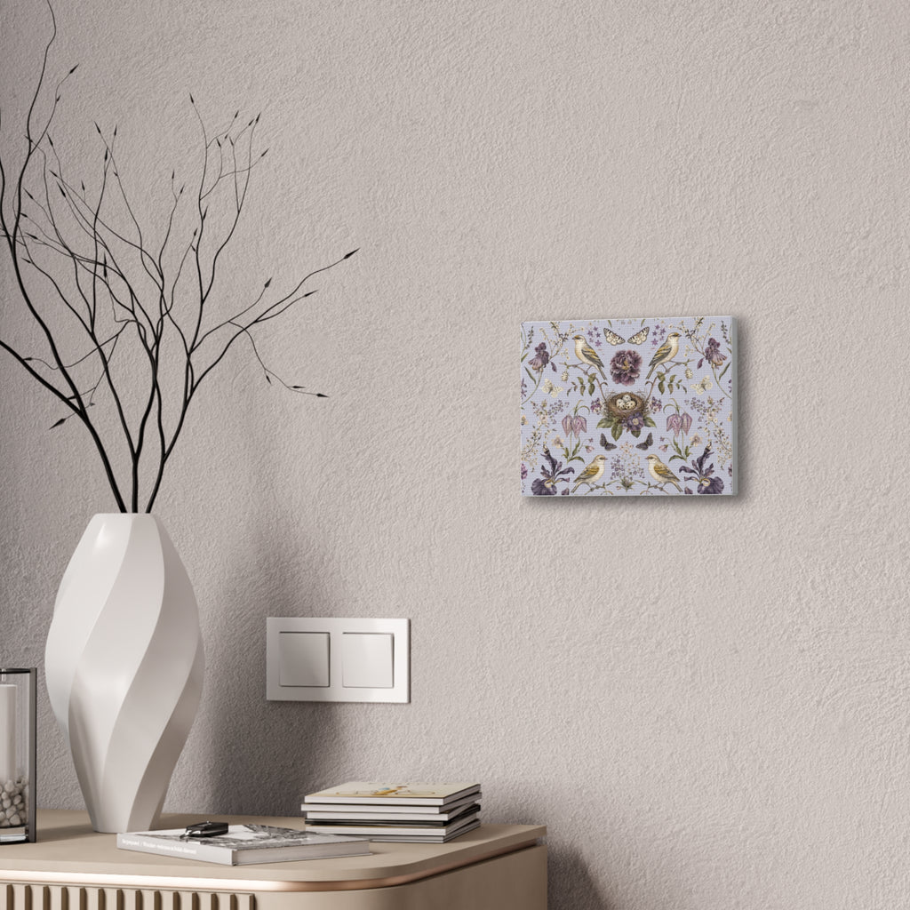 Botanical Bird's Nest Lilac Stretched Canvas