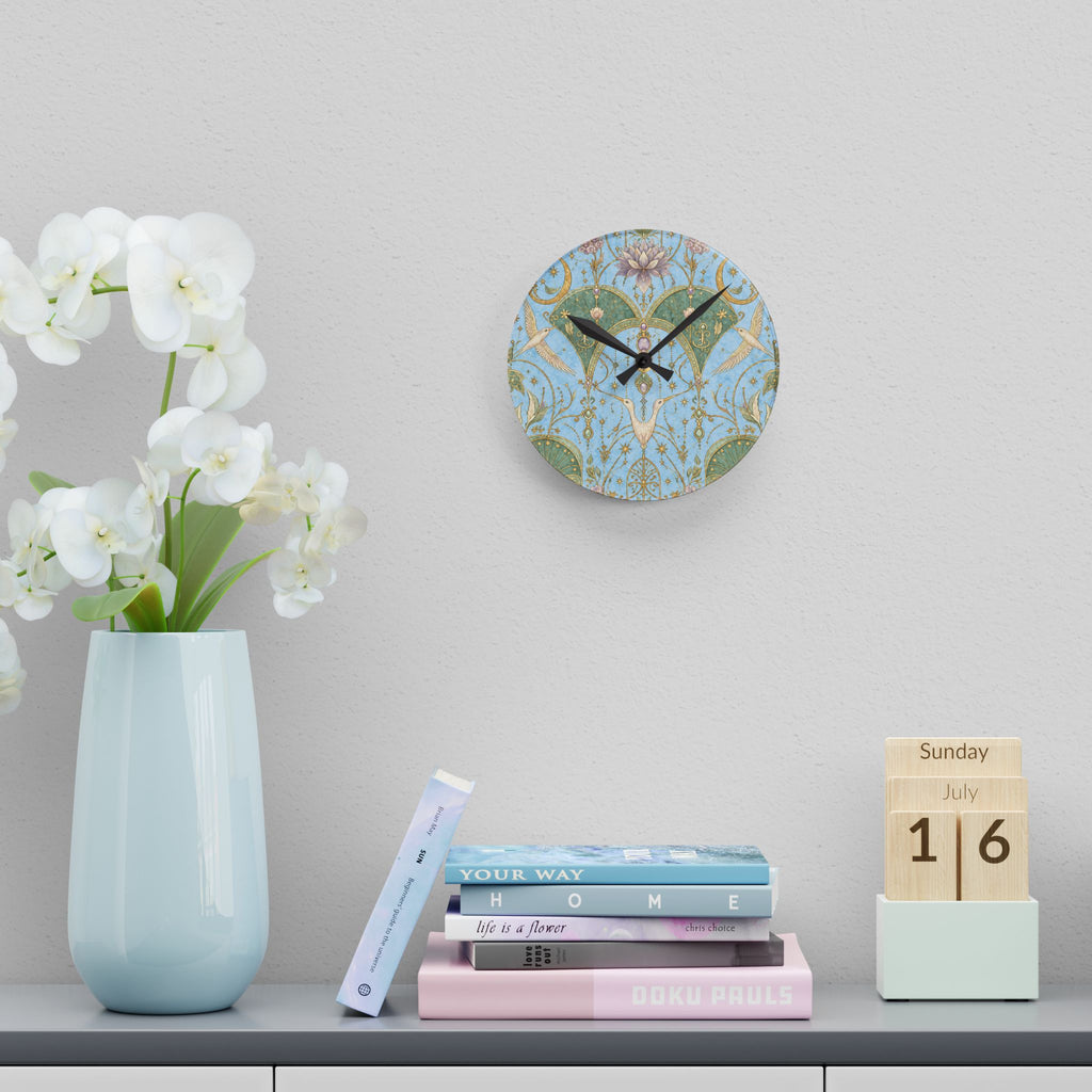Celestial Aviary Blue Hour Acrylic Wall Clock