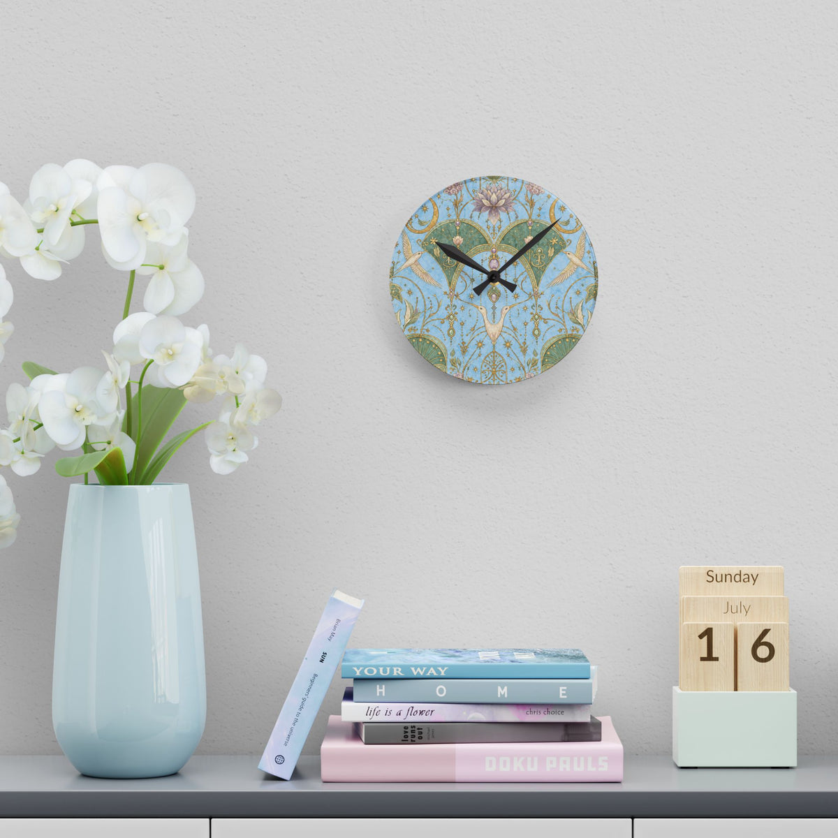 Celestial Aviary Blue Hour Acrylic Wall Clock