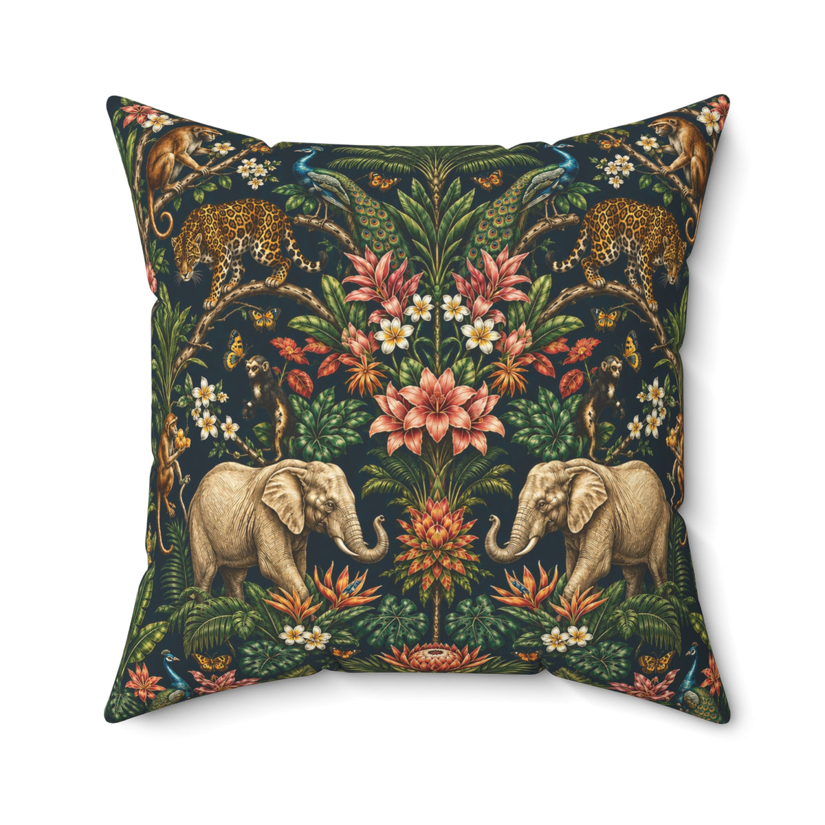 Mystic Jungle Midnight Jungle Decorative Pillow