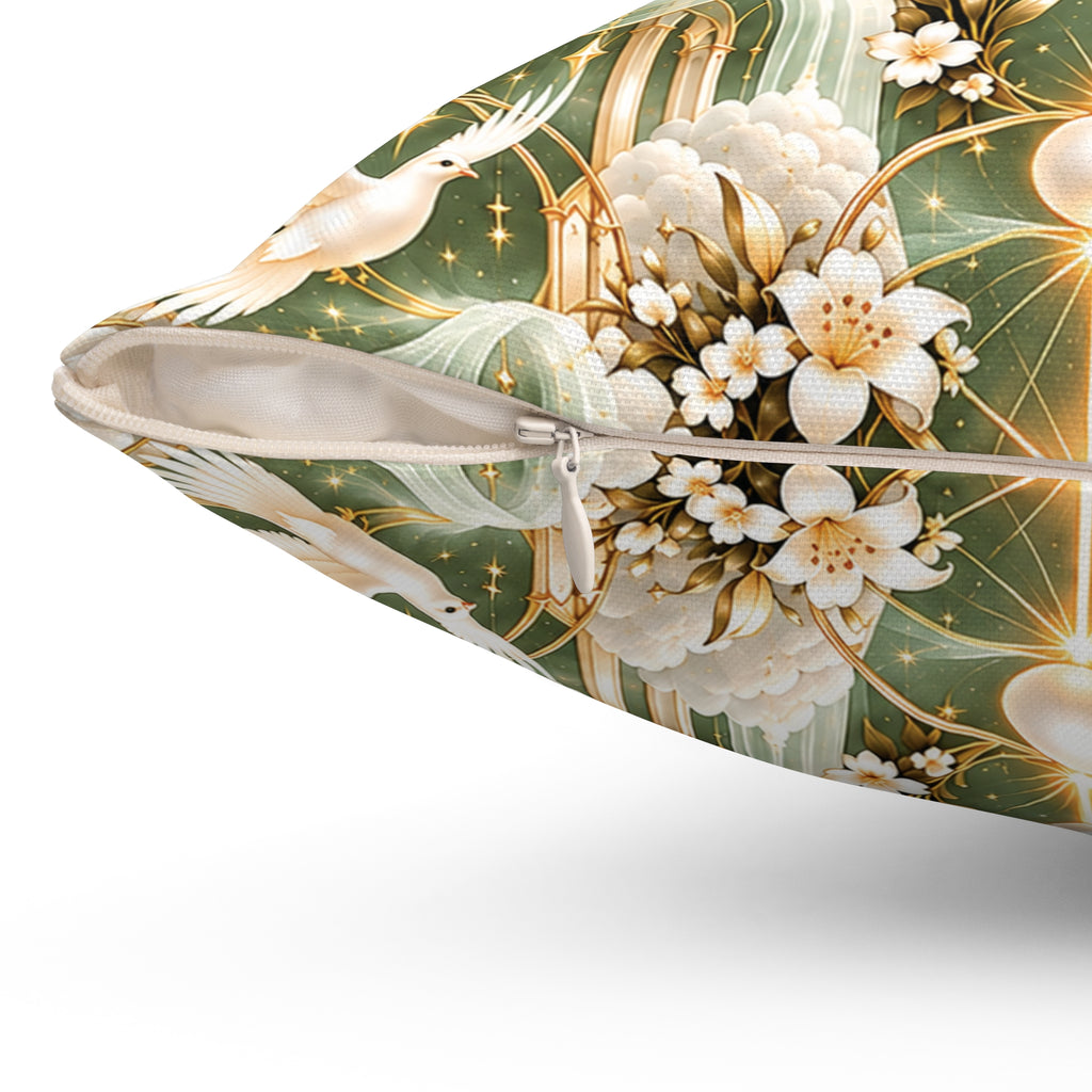 Cathedral of Light Sage Sanctuary Decorative Pillow