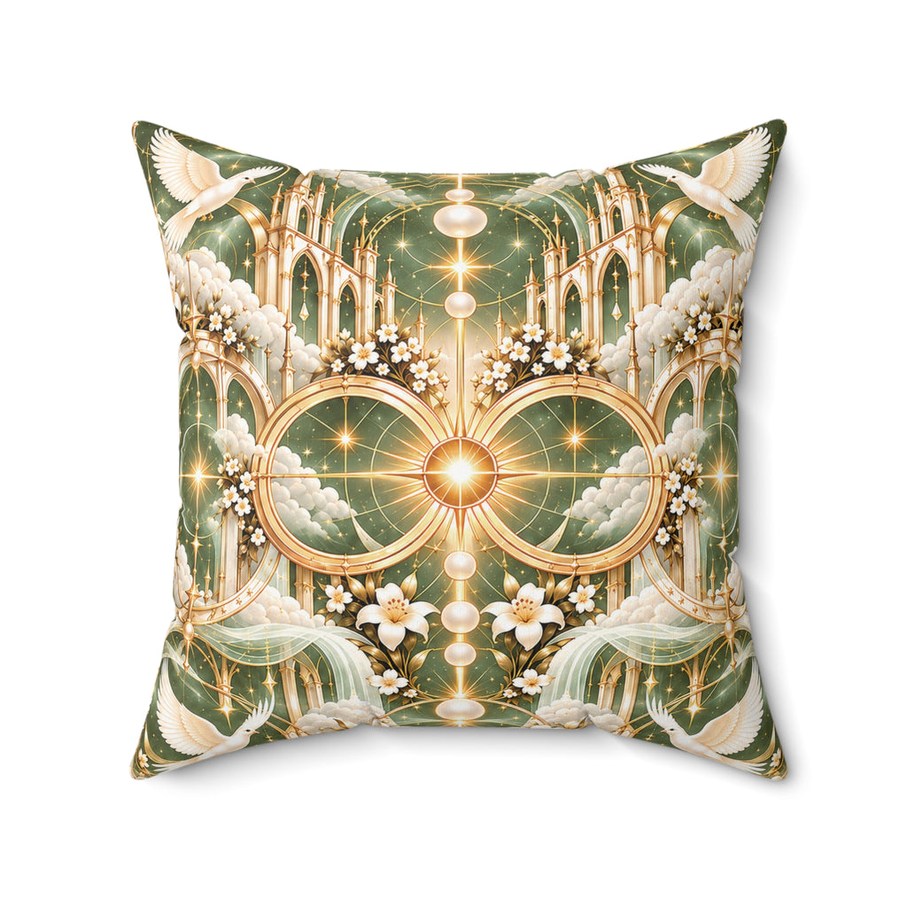 Cathedral of Light Sage Sanctuary Decorative Pillow