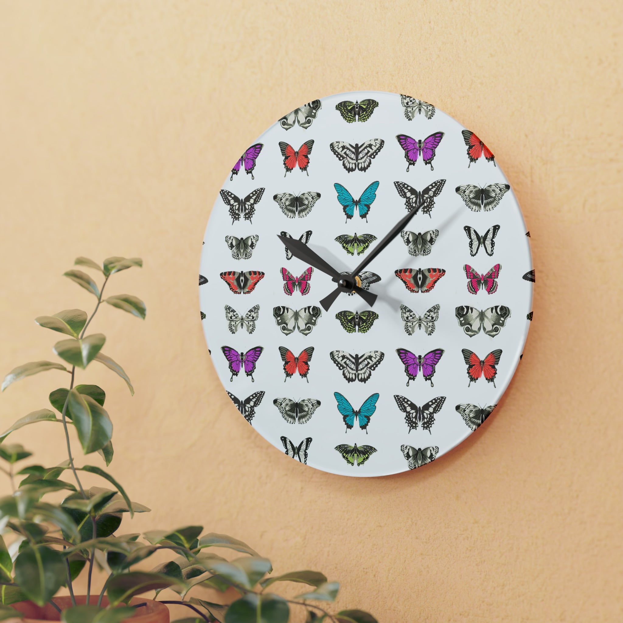 Butterfly and Moth Acrylic Wall Clock