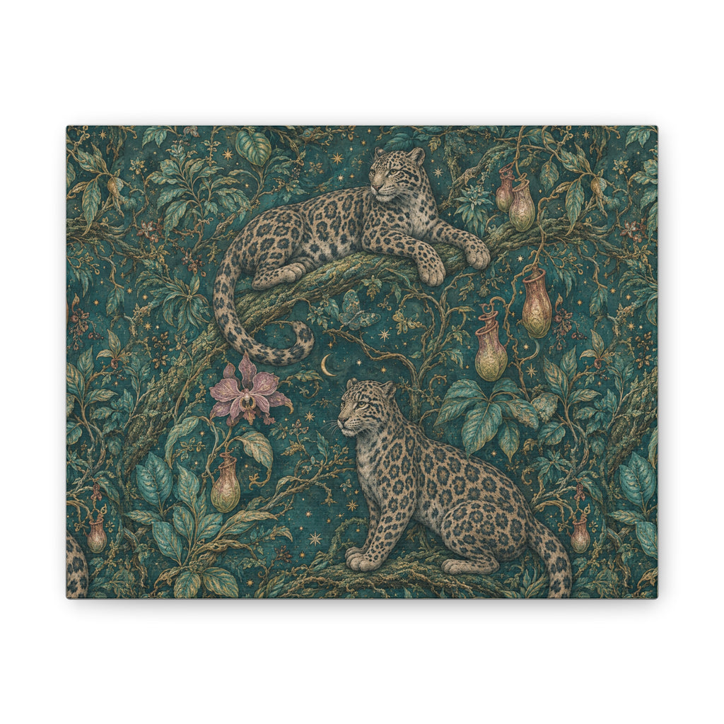 Cloud Leopard Reverie Verdigris Stretched Canvas