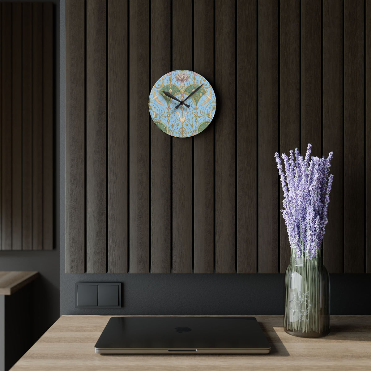 Celestial Aviary Blue Hour Acrylic Wall Clock