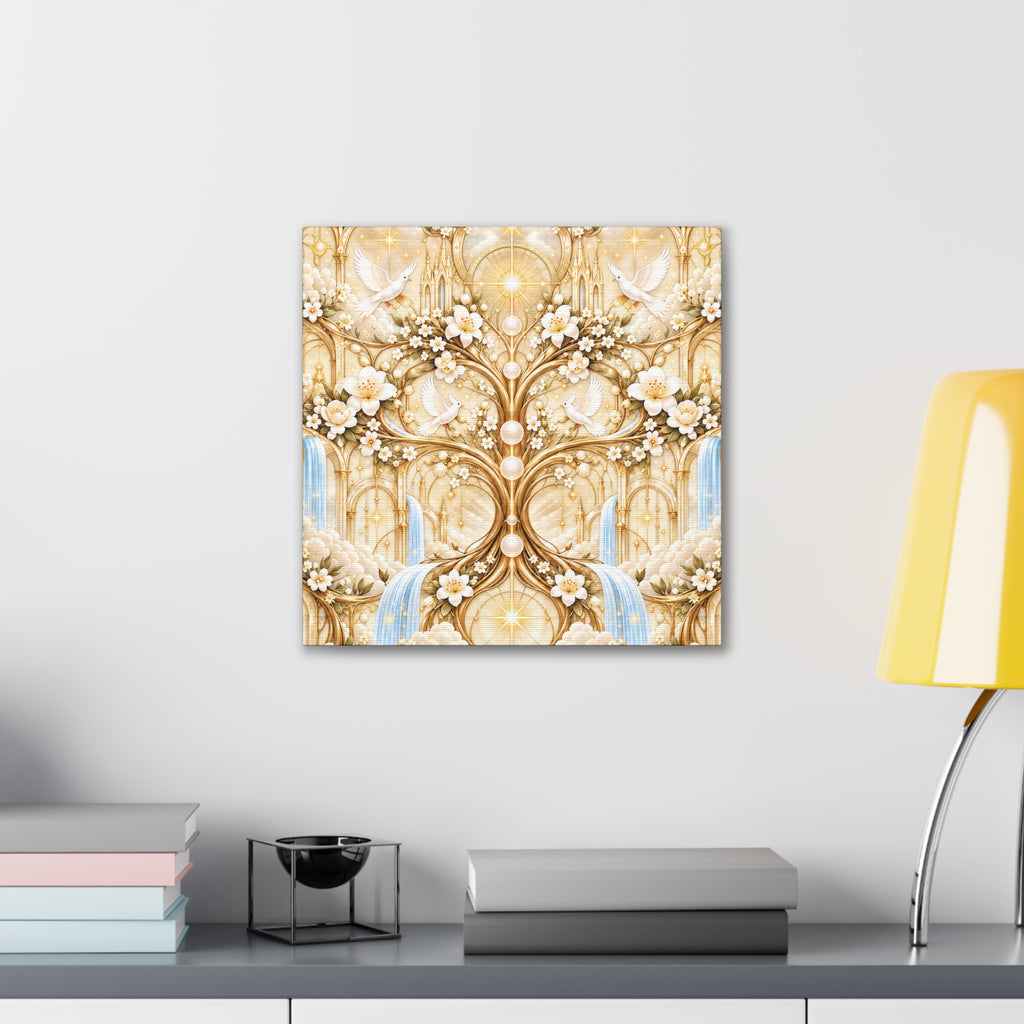 Tree of Heaven Alabaster Gold Wrapped Canvas