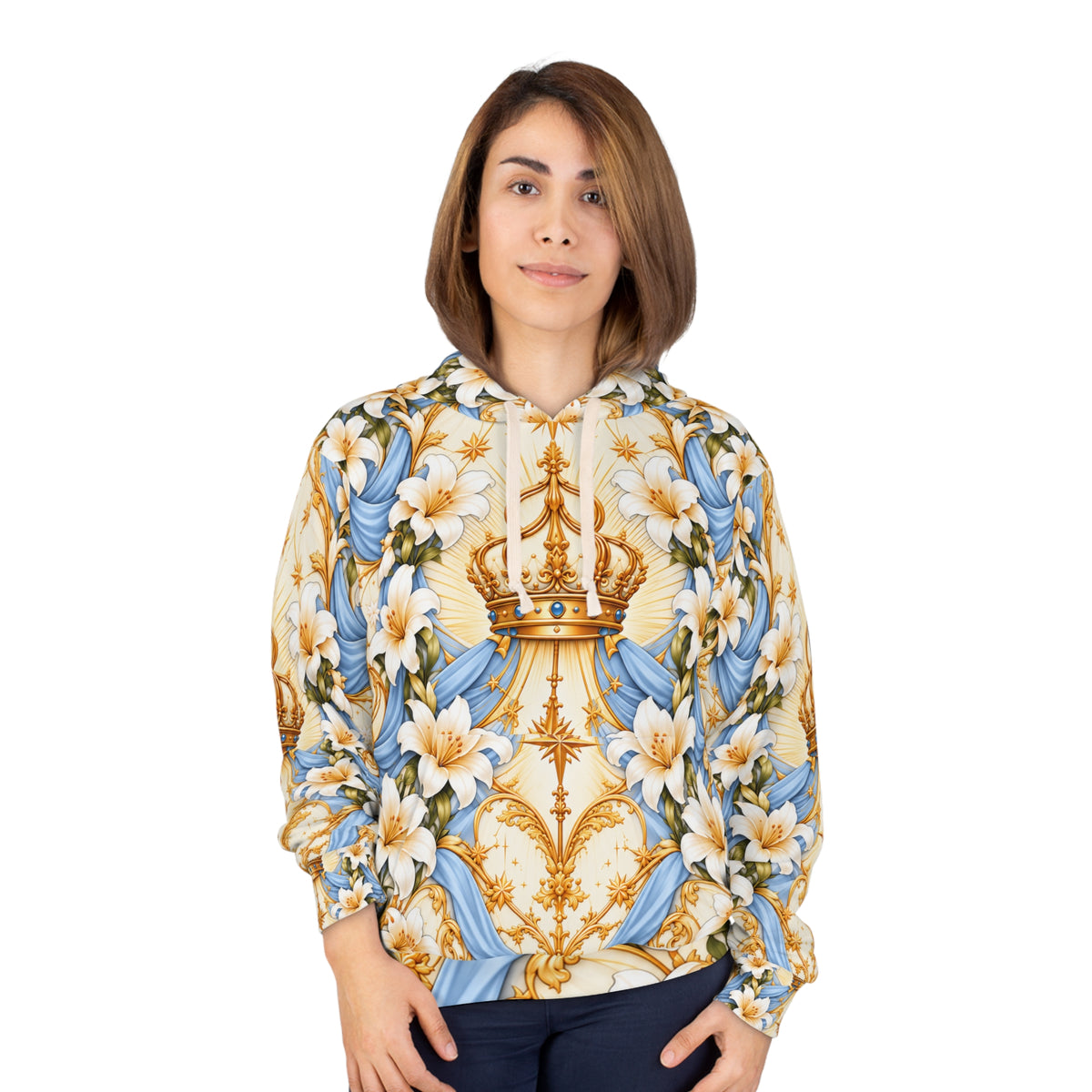 Queen of Heaven Ivory Gold Pullover Hoodie