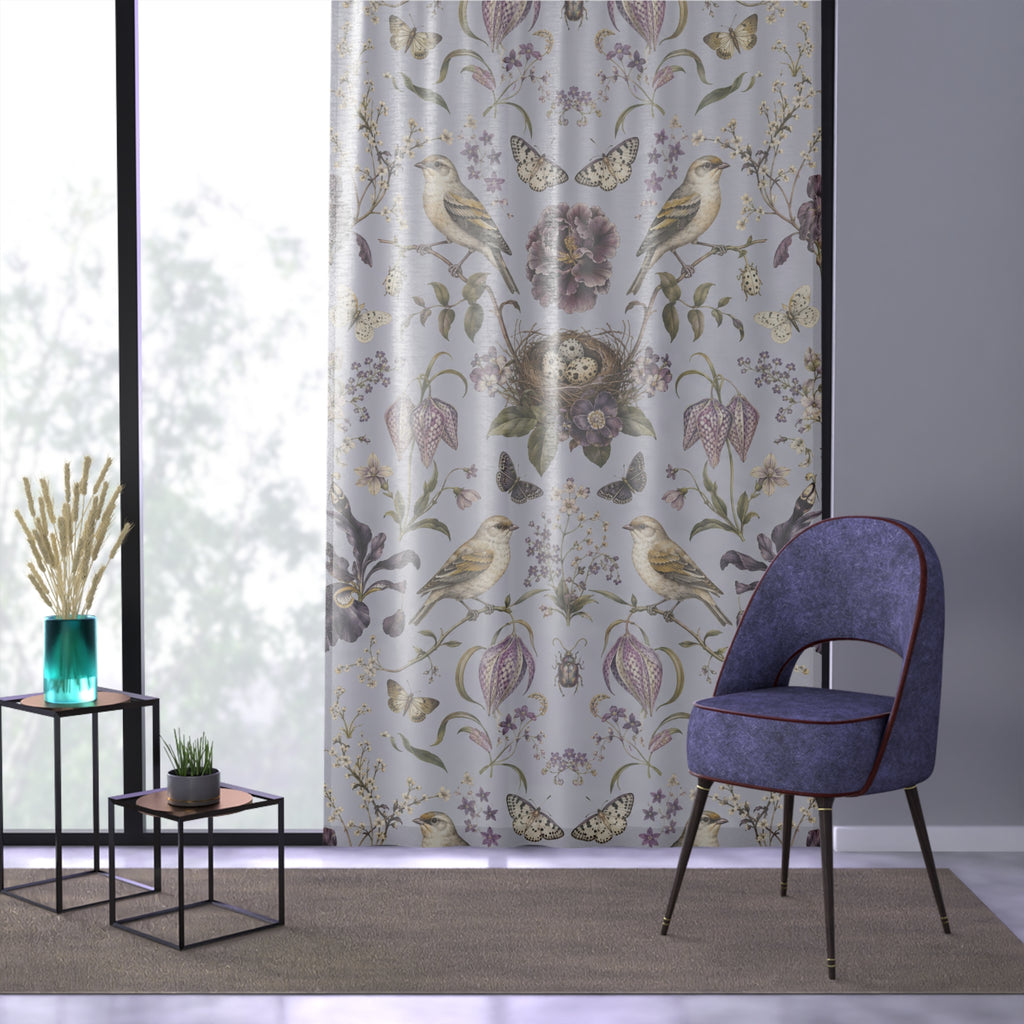 Botanical Bird's Nest Lilac Window Curtain