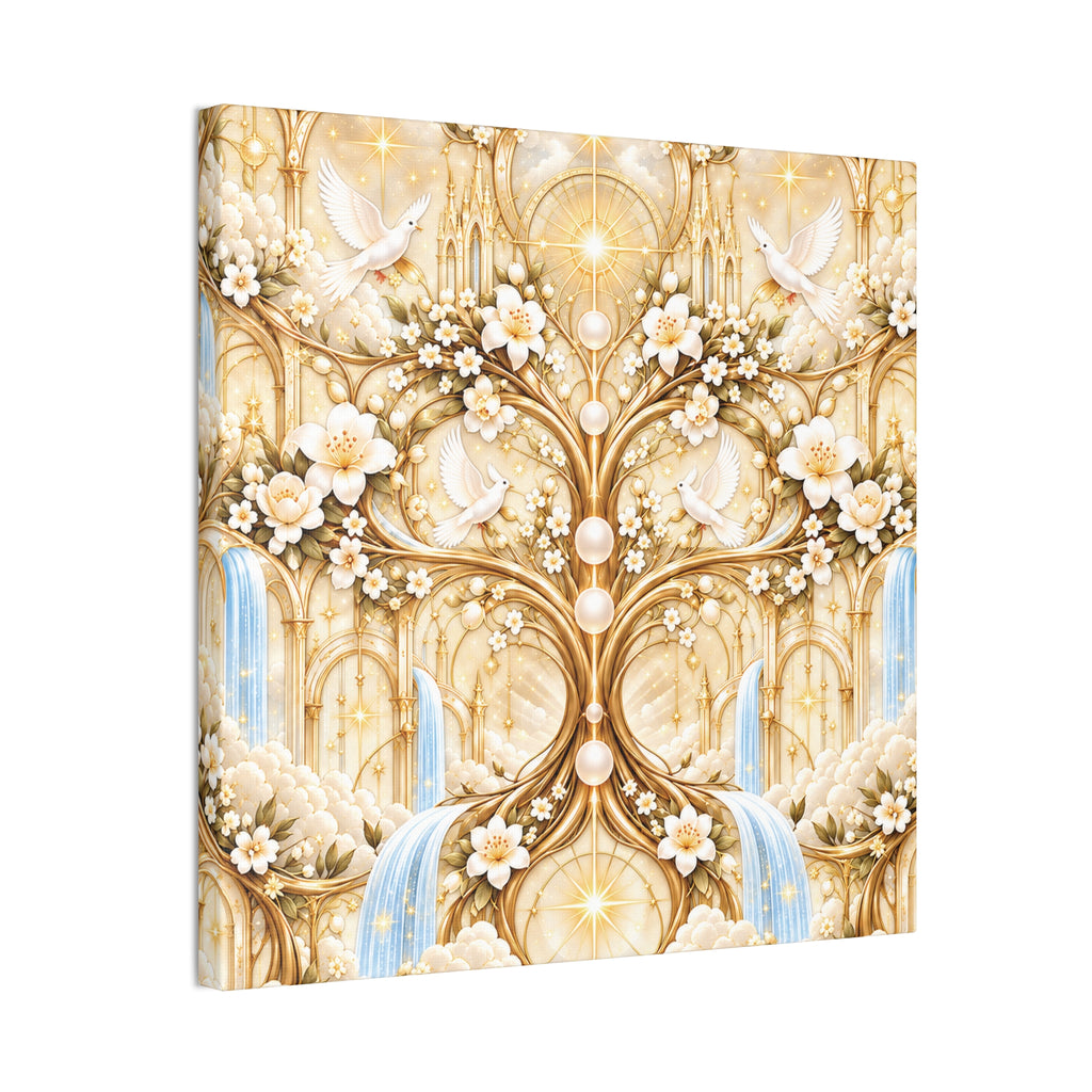 Tree of Heaven Alabaster Gold Wrapped Canvas