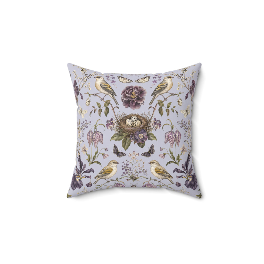 Botanical Bird's Nest Lilac Decorative Pillow
