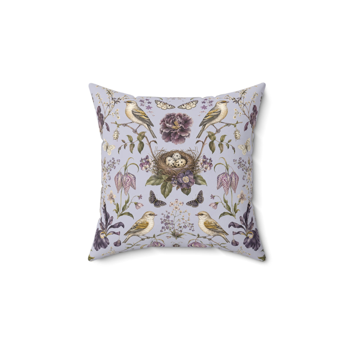 Botanical Bird's Nest Lilac Decorative Pillow