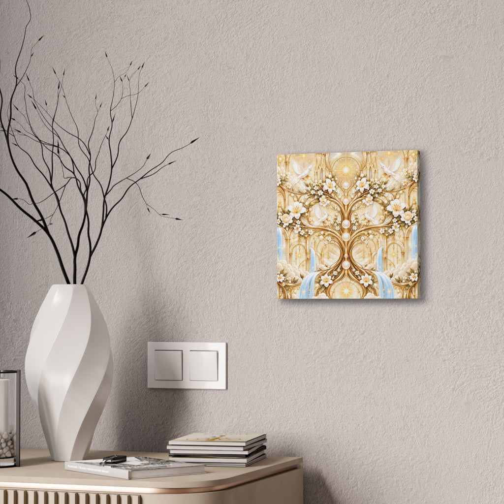 Tree of Heaven Alabaster Gold Wrapped Canvas