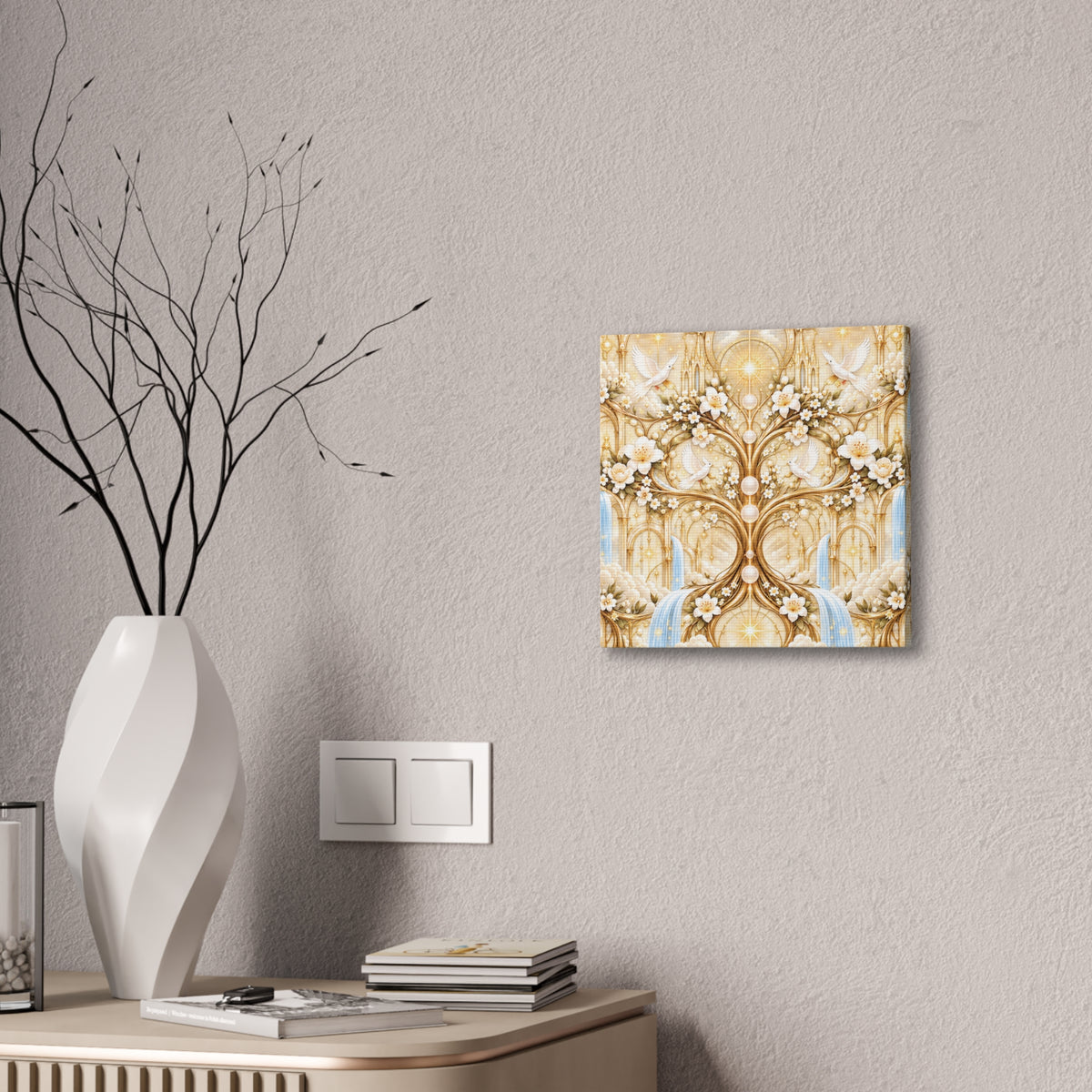 Tree of Heaven Alabaster Gold Wrapped Canvas