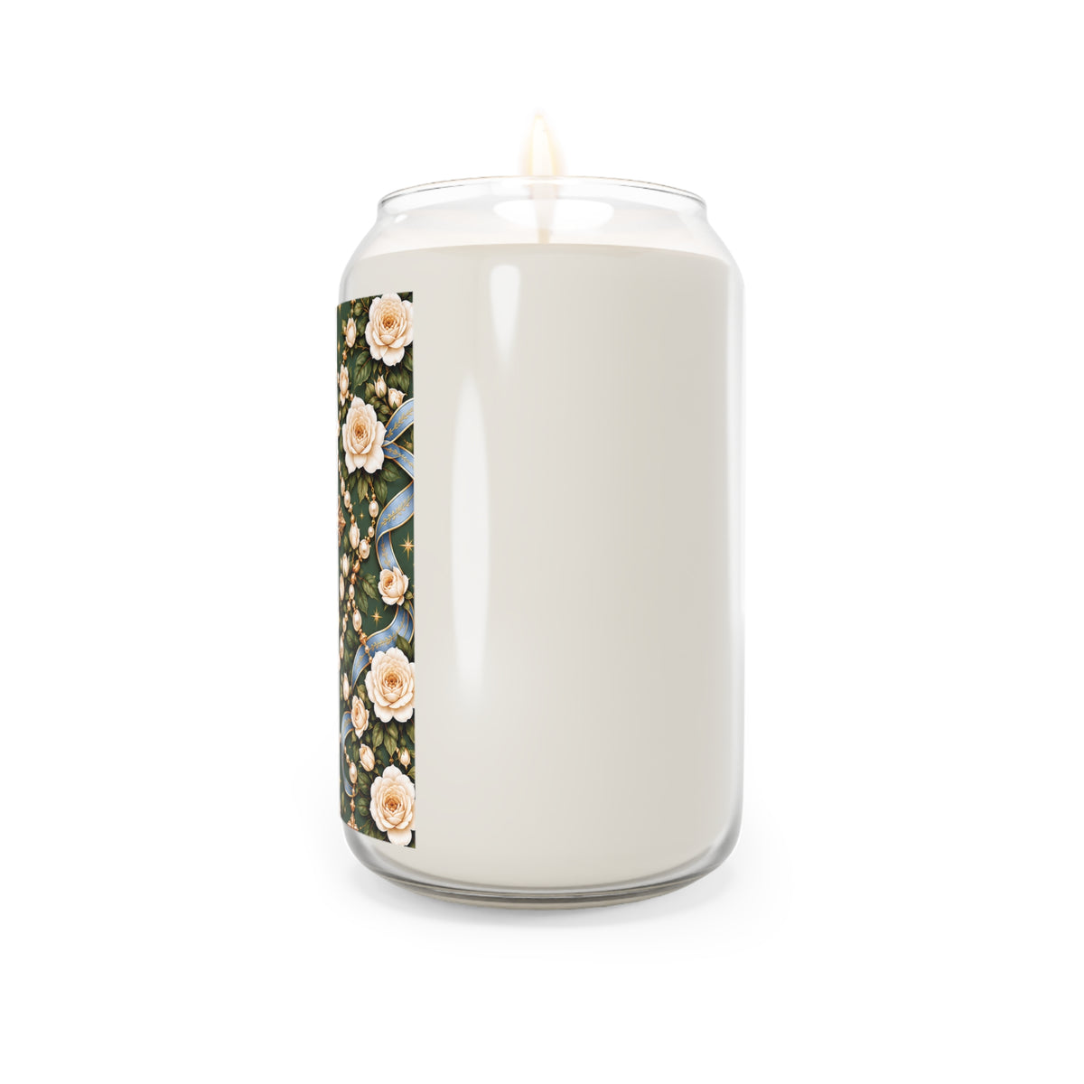 Rosary of Light Sage Blue Centered Cross Luxe Candle