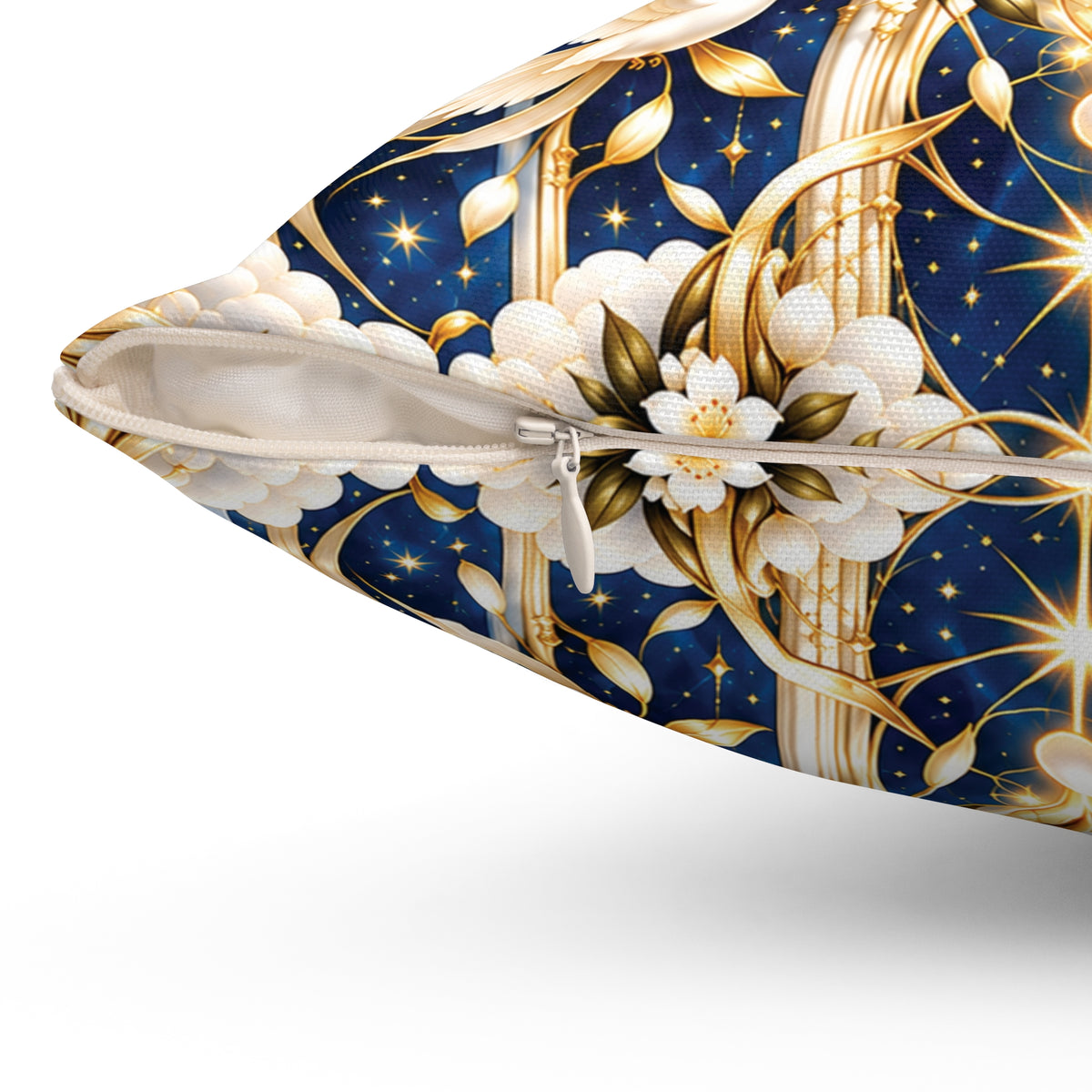 Divine Light Mandala Celestial Blue Decorative Pillow