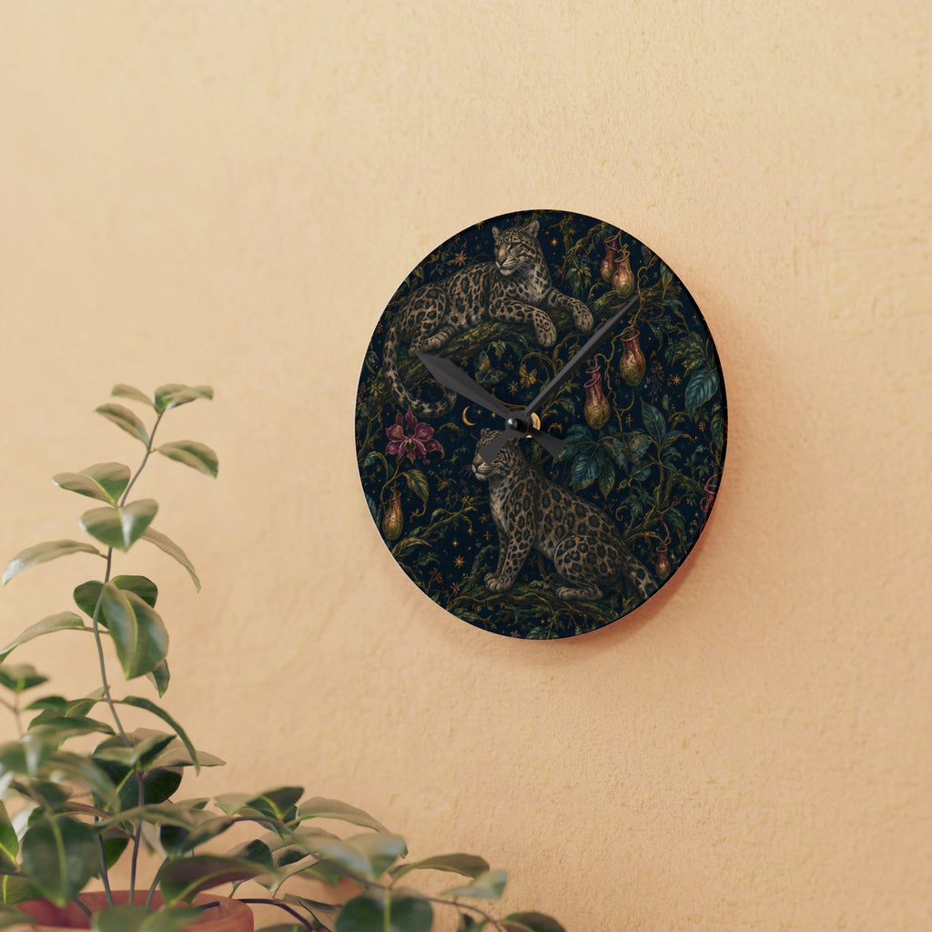 Cloud Leopard Reverie Nocturne Acrylic Wall Clock