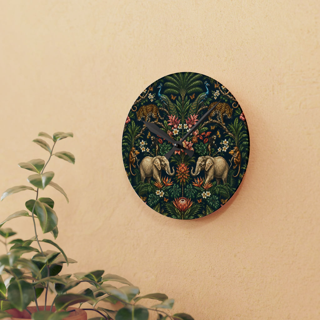 Mystic Jungle Midnight Jungle Acrylic Wall Clock