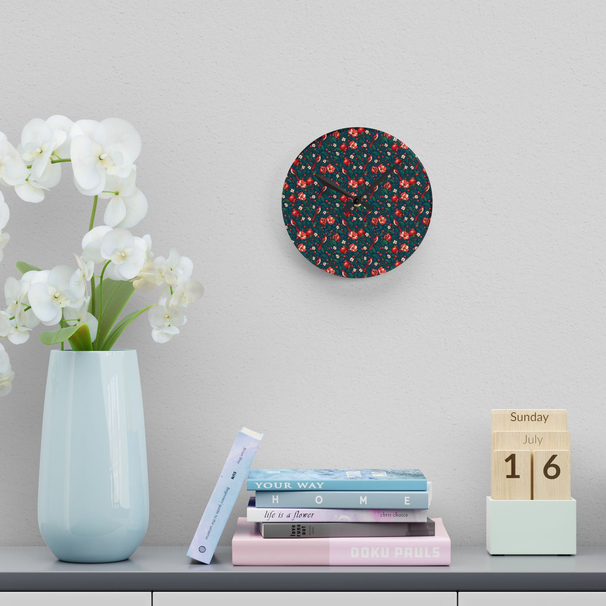 Gilded Orchard Blue Hour Acrylic Wall Clock