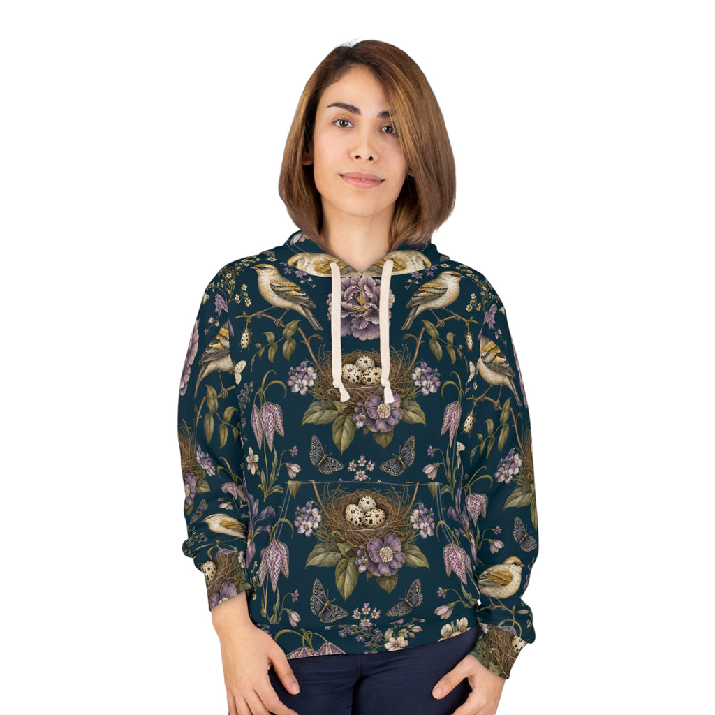 Botanical Bird's Nest Nocturne Pullover Hoodie
