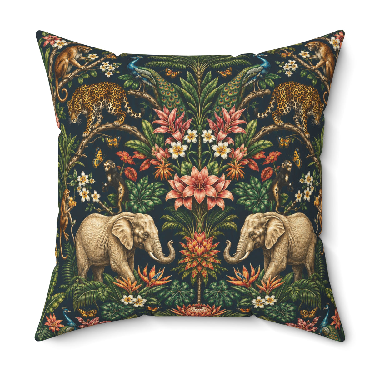 Mystic Jungle Midnight Jungle Decorative Pillow