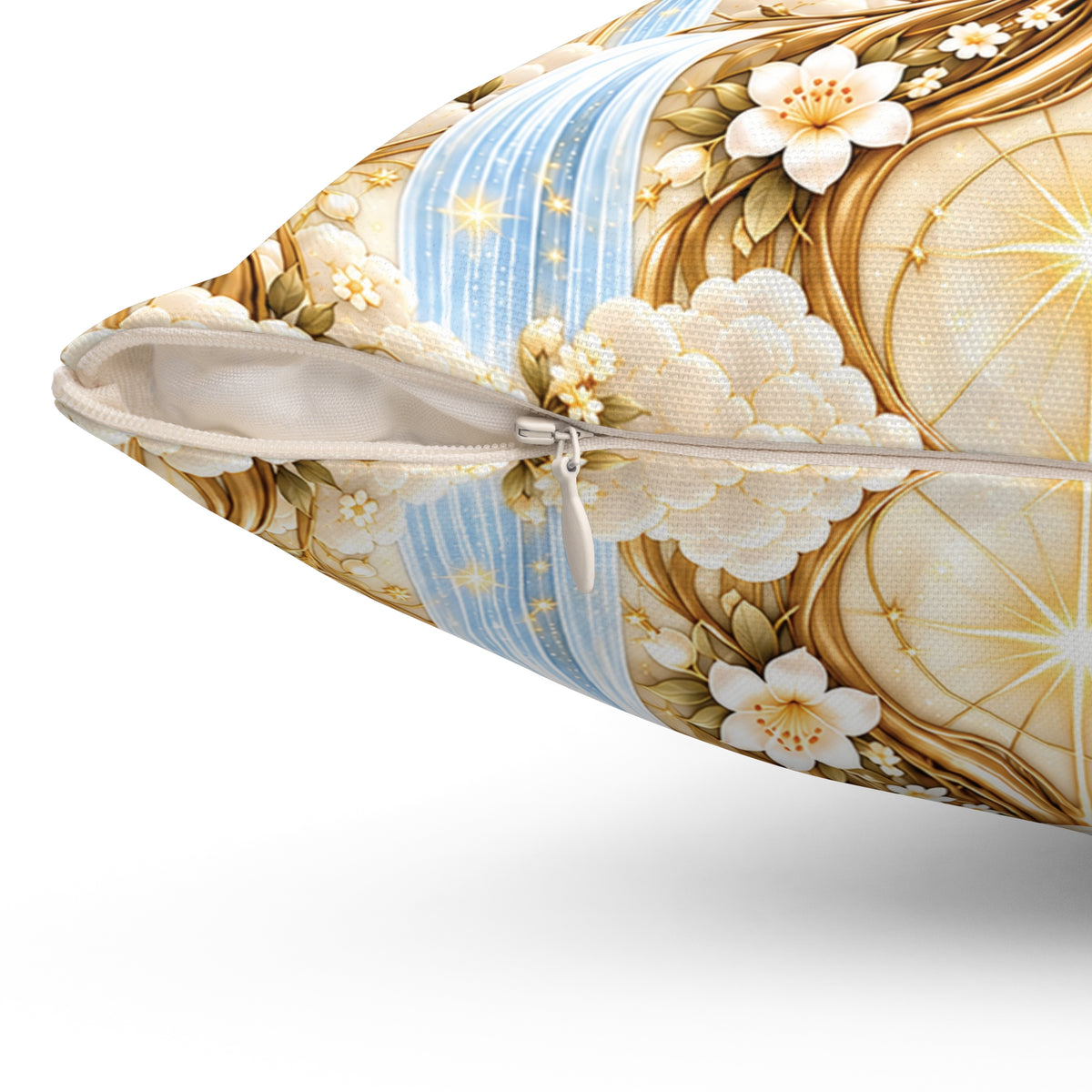 Tree of Heaven Alabaster Gold Decorative Pillow