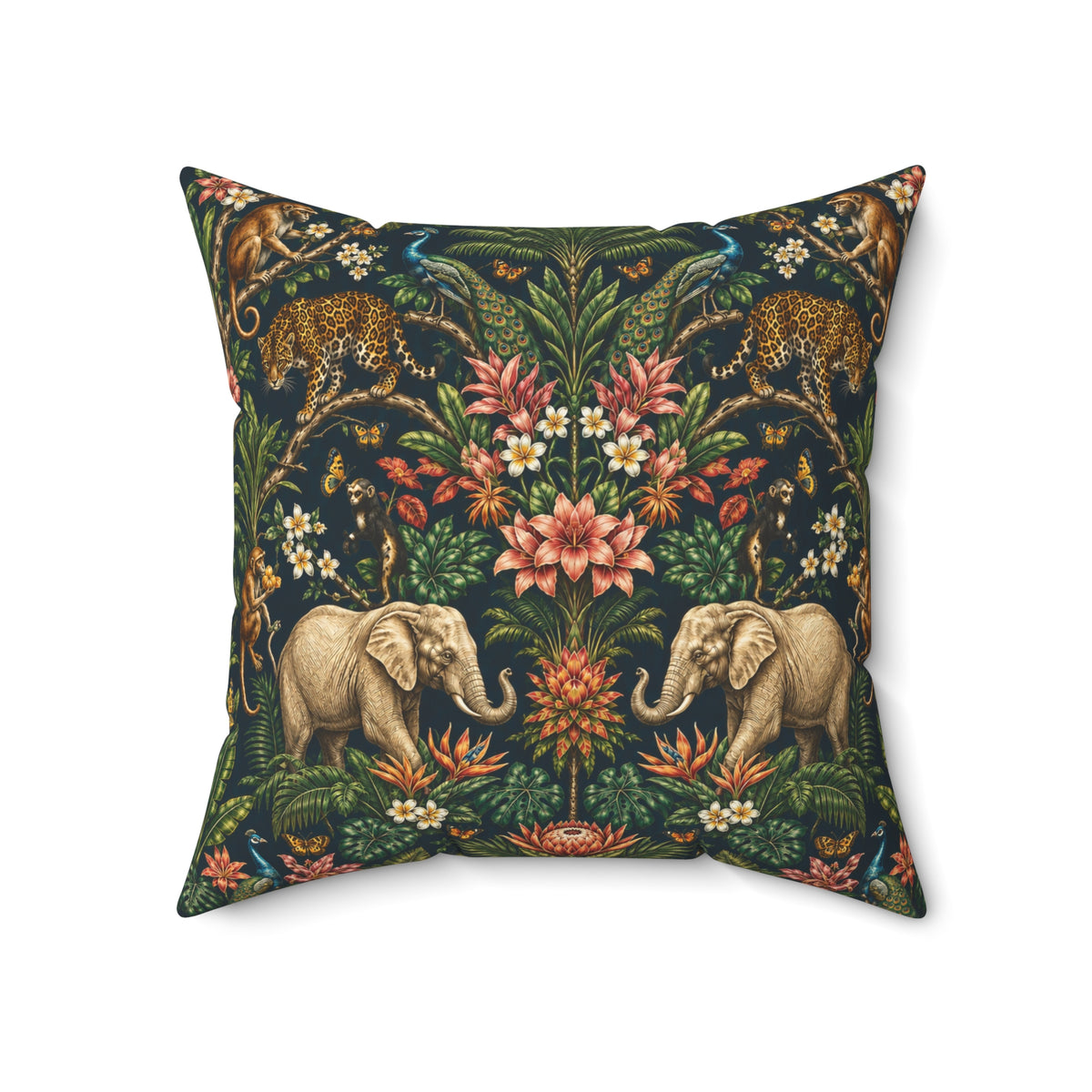Mystic Jungle Midnight Jungle Decorative Pillow