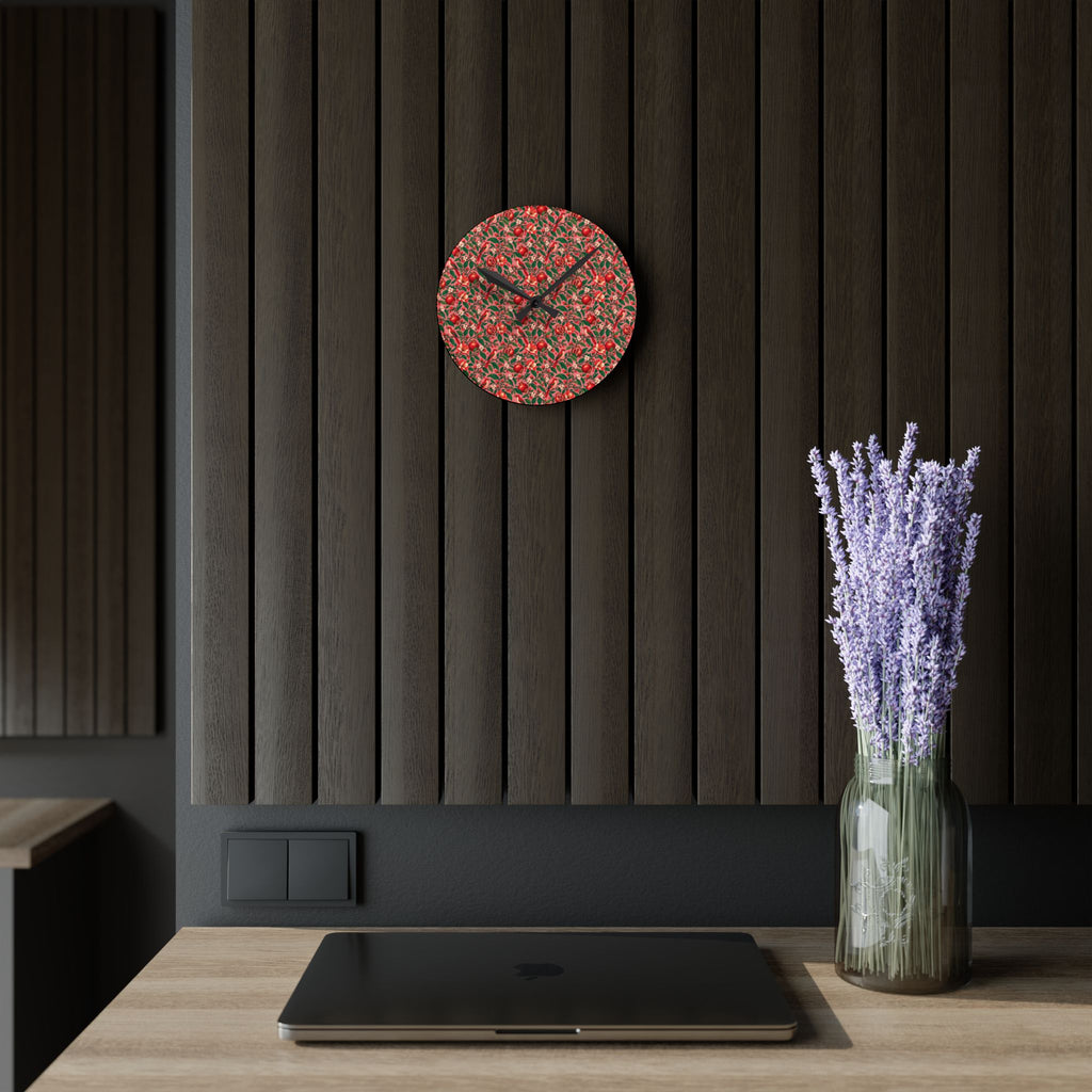 Gilded Orchard Pink Orchard Acrylic Wall Clock